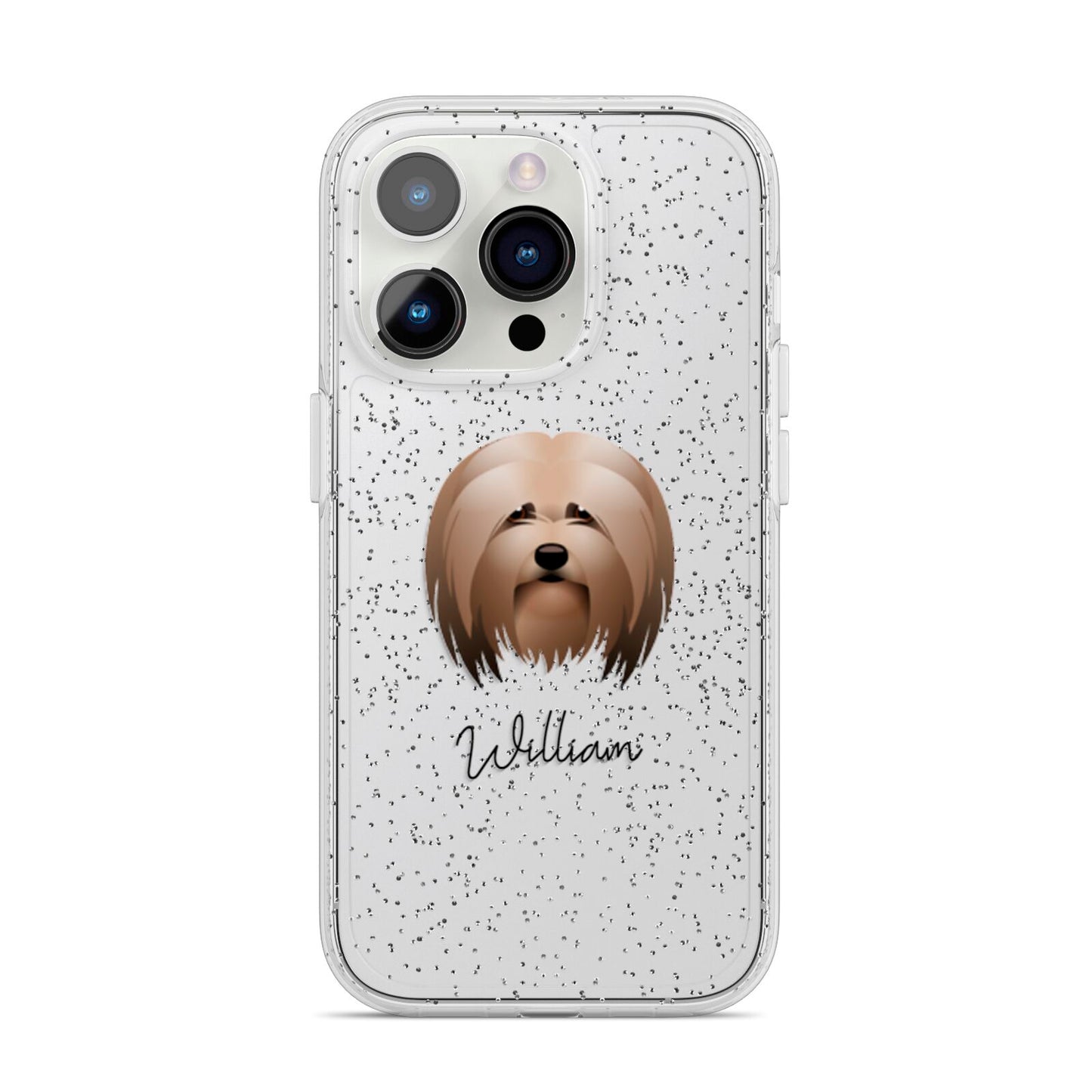 Lhasa Apso Personalised iPhone 14 Pro Glitter Tough Case Silver