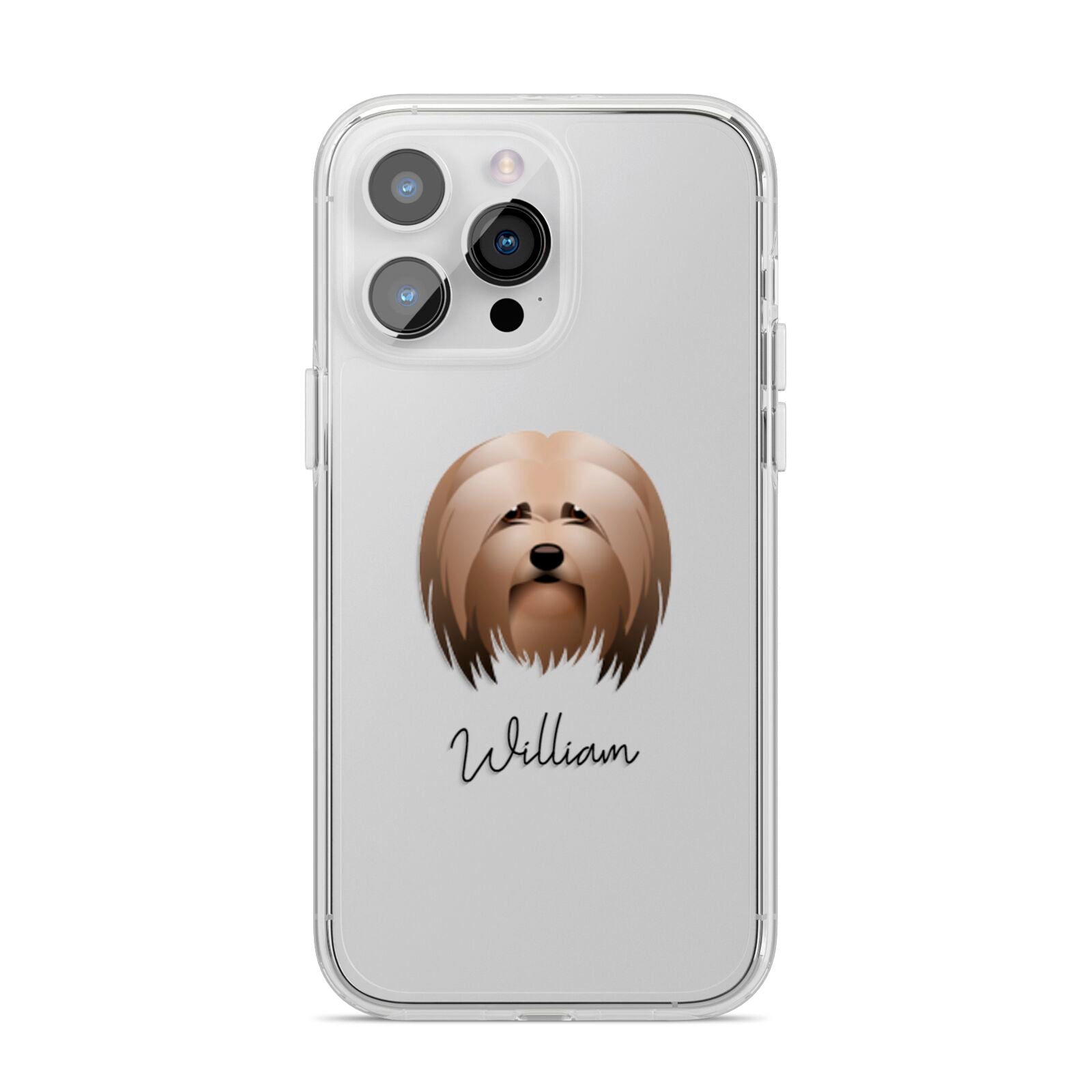 Lhasa Apso Personalised iPhone 14 Pro Max Clear Tough Case Silver