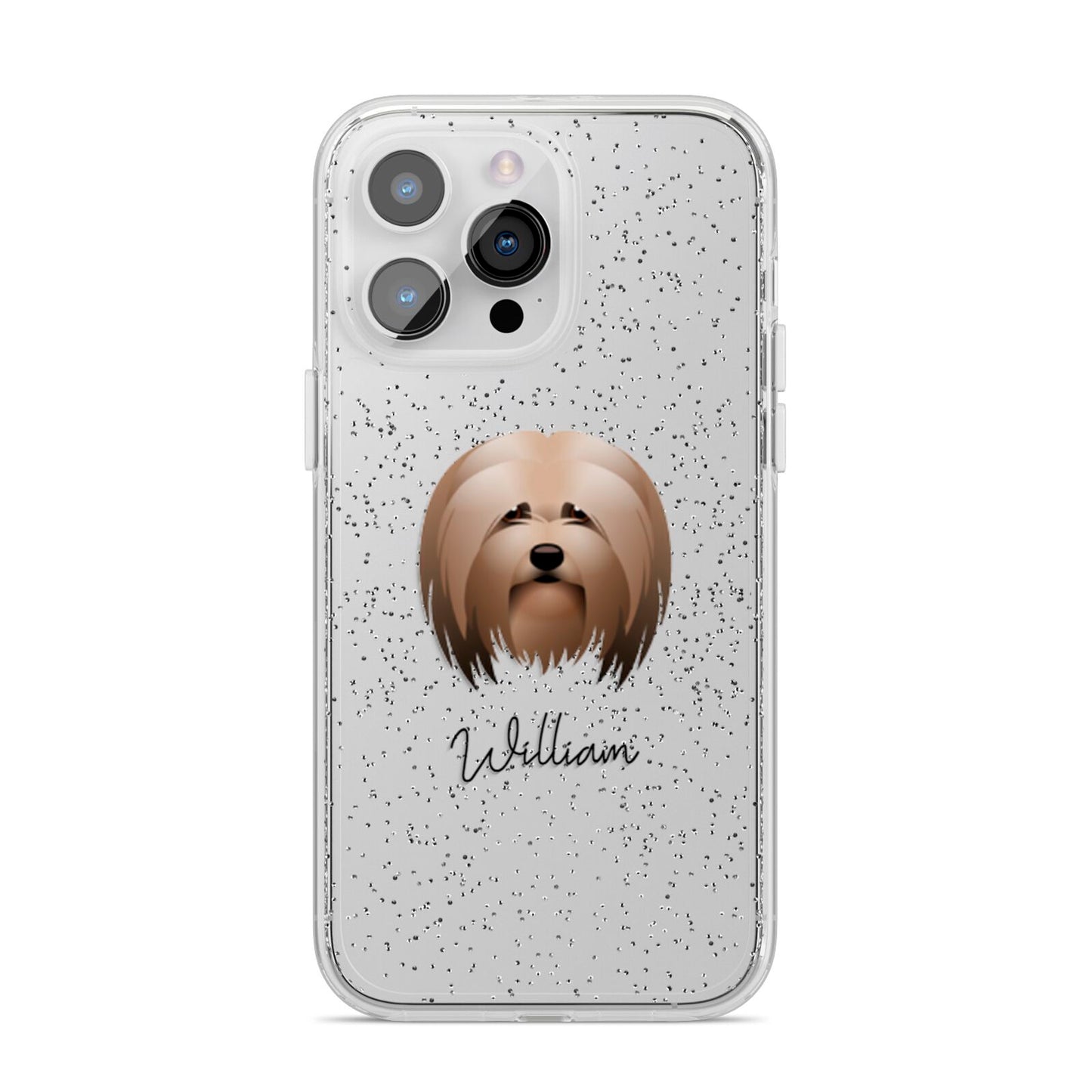 Lhasa Apso Personalised iPhone 14 Pro Max Glitter Tough Case Silver
