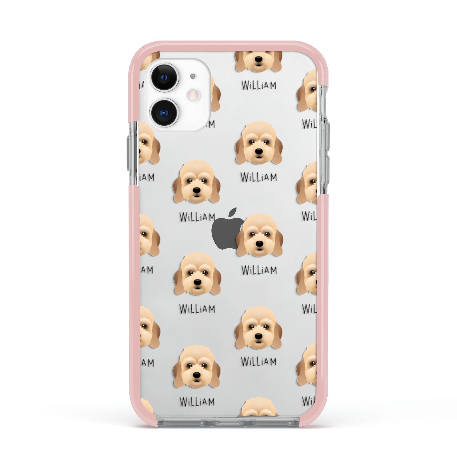 Lhasapoo Icon with Name Apple iPhone 11 in White with Pink Impact Case