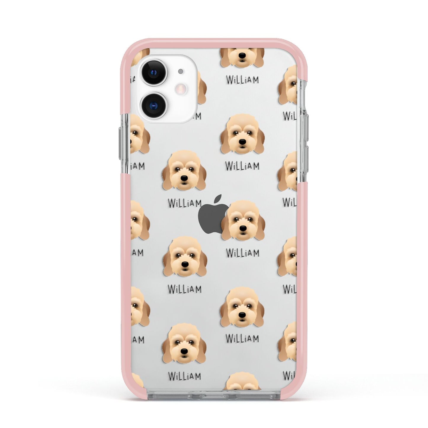 Lhasapoo Icon with Name Apple iPhone 11 in White with Pink Impact Case