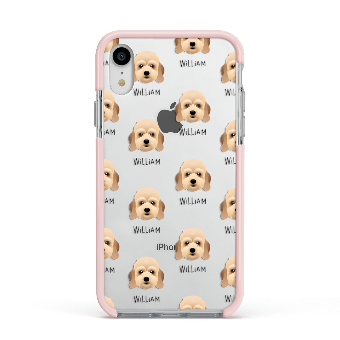 Lhasapoo Icon with Name Apple iPhone XR Impact Case Pink Edge on Silver Phone