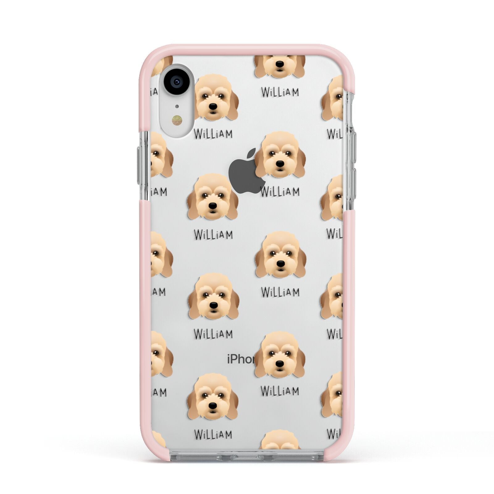 Lhasapoo Icon with Name Apple iPhone XR Impact Case Pink Edge on Silver Phone
