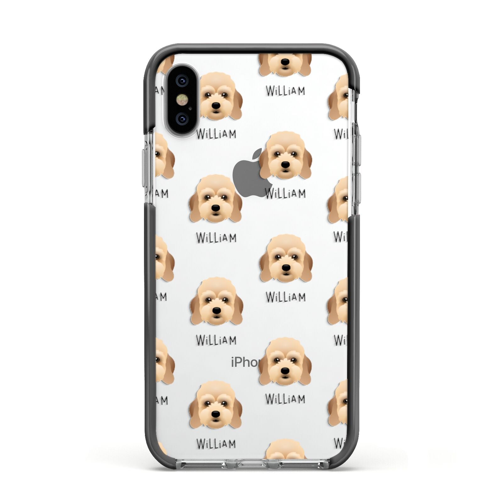 Lhasapoo Icon with Name Apple iPhone Xs Impact Case Black Edge on Silver Phone