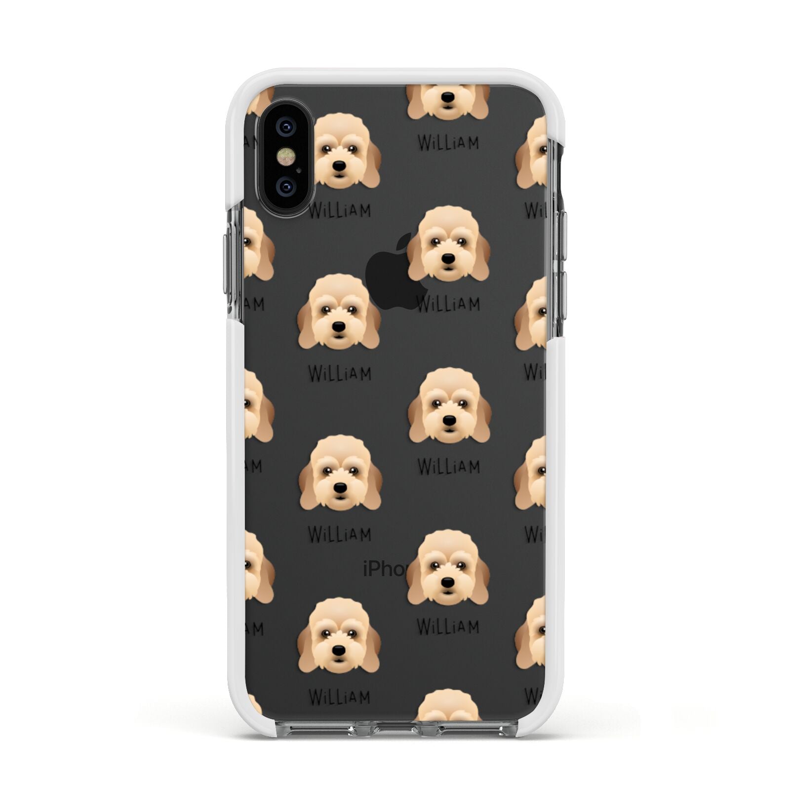 Lhasapoo Icon with Name Apple iPhone Xs Impact Case White Edge on Black Phone