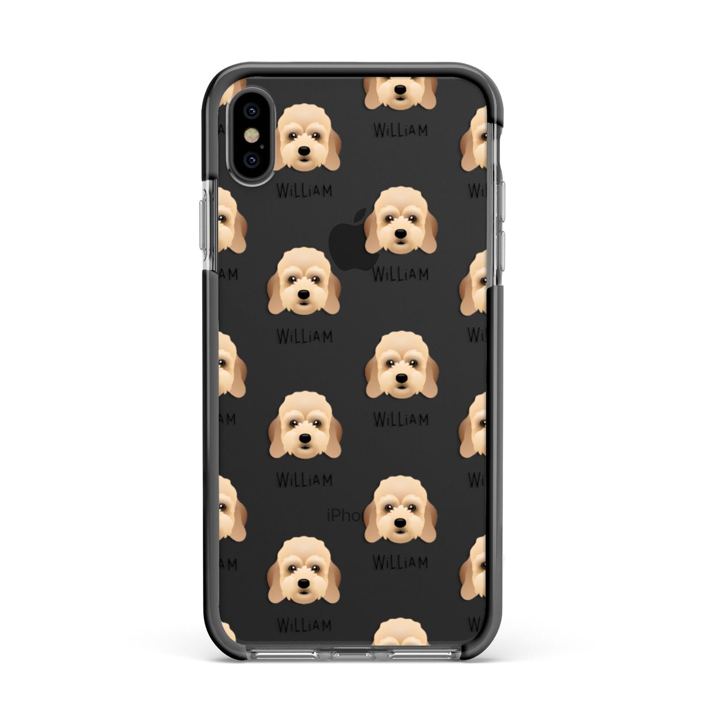 Lhasapoo Icon with Name Apple iPhone Xs Max Impact Case Black Edge on Black Phone