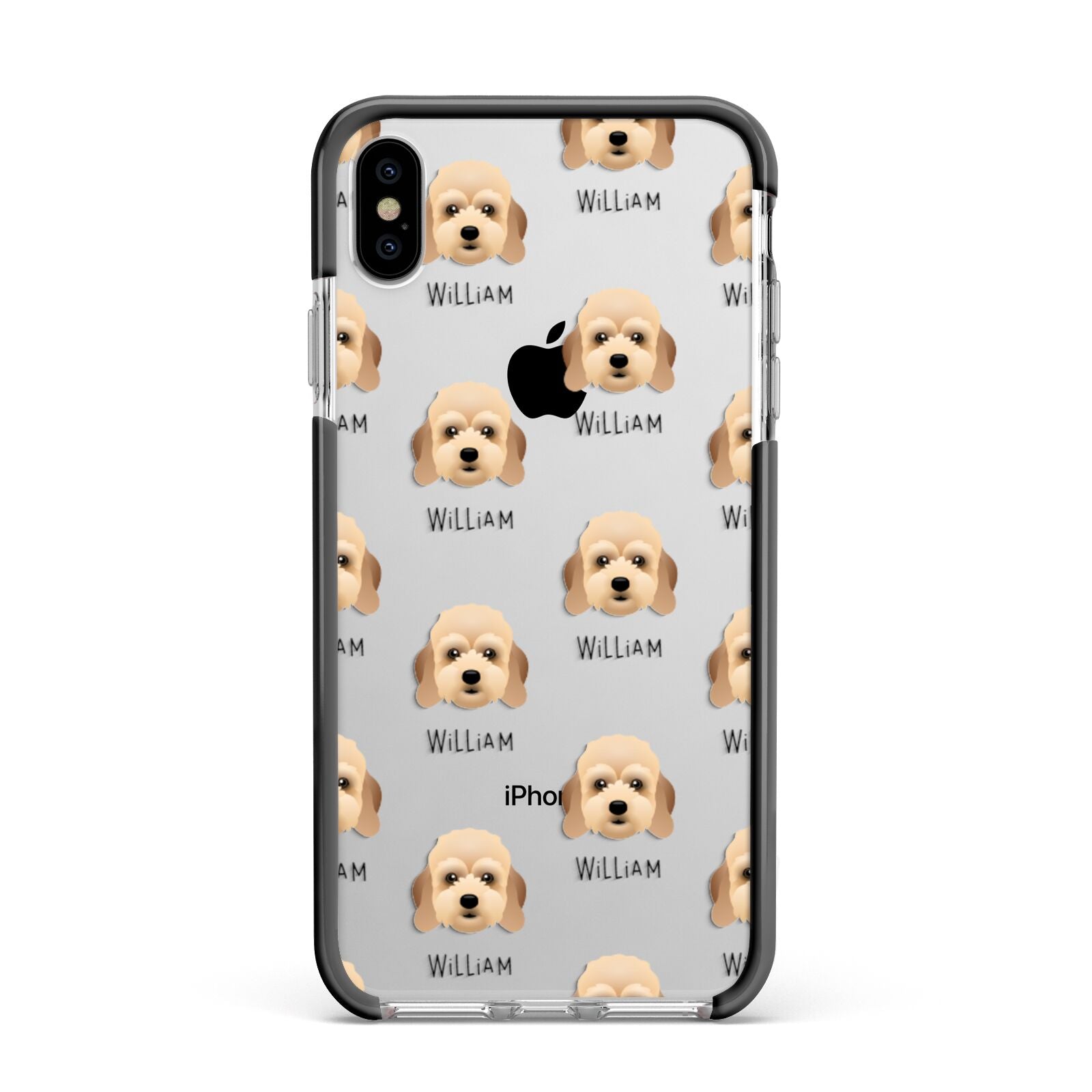Lhasapoo Icon with Name Apple iPhone Xs Max Impact Case Black Edge on Silver Phone
