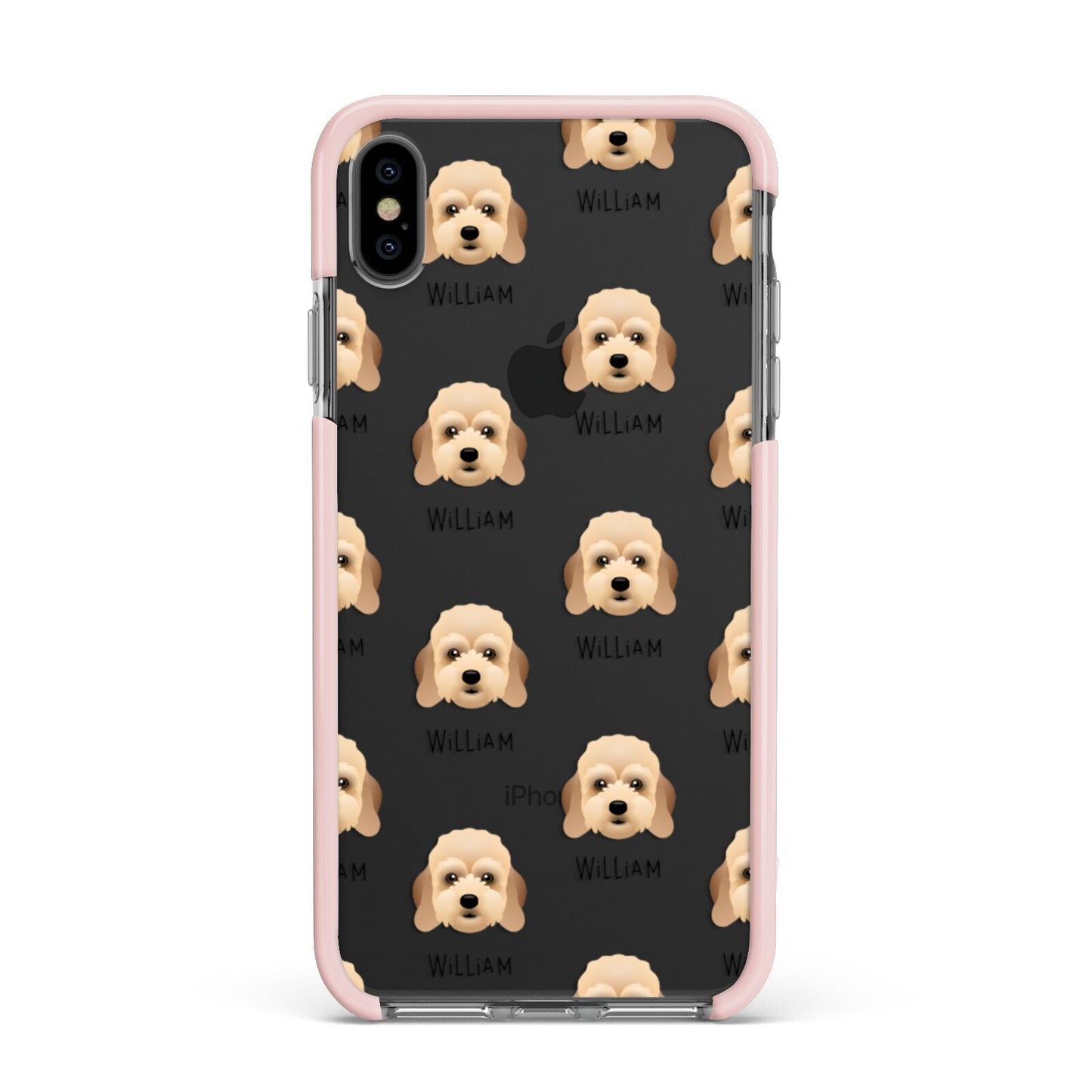 Lhasapoo Icon with Name Apple iPhone Xs Max Impact Case Pink Edge on Black Phone