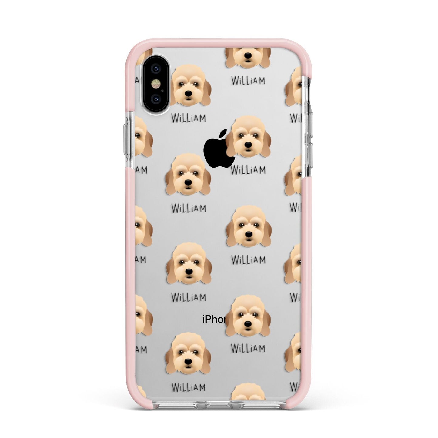 Lhasapoo Icon with Name Apple iPhone Xs Max Impact Case Pink Edge on Silver Phone