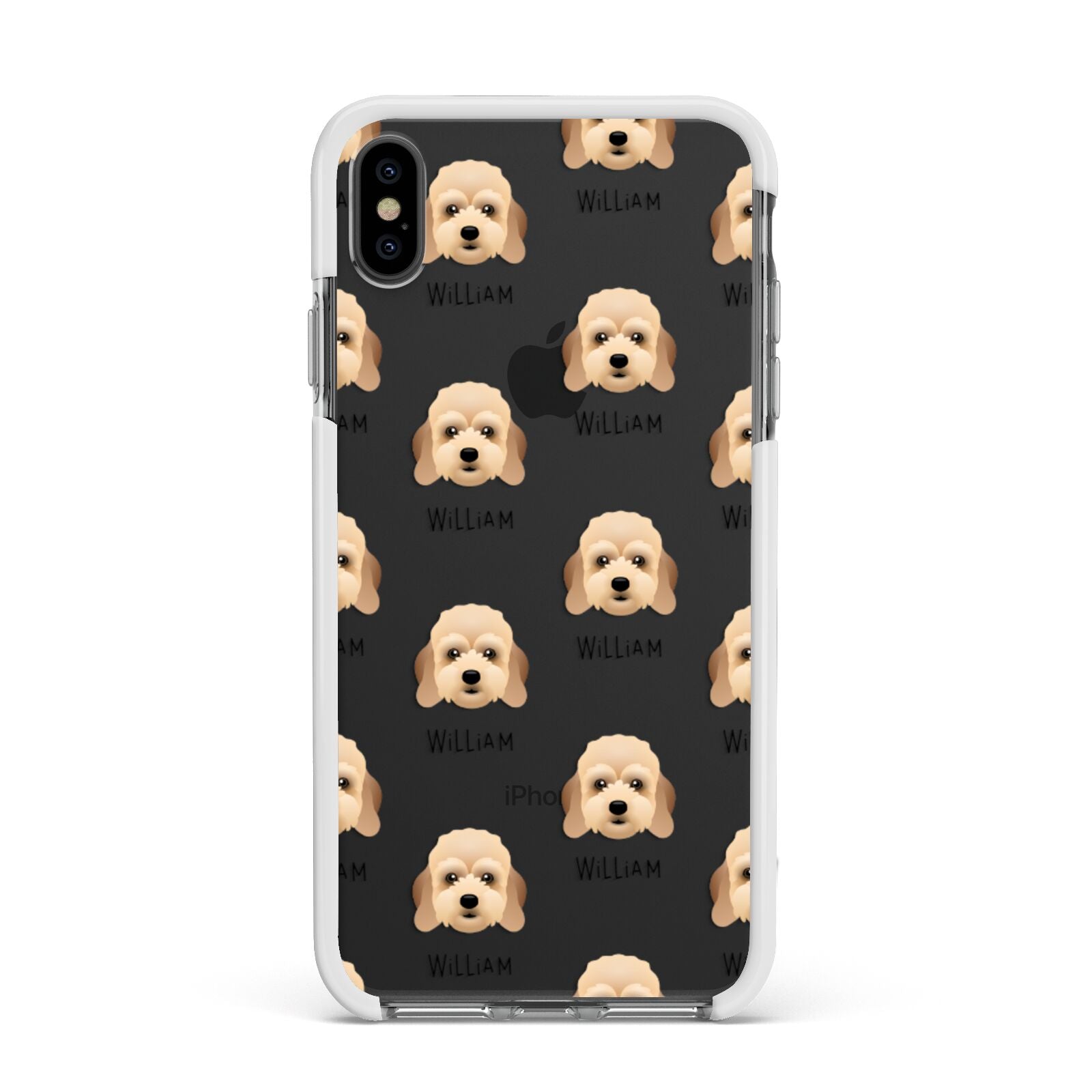 Lhasapoo Icon with Name Apple iPhone Xs Max Impact Case White Edge on Black Phone