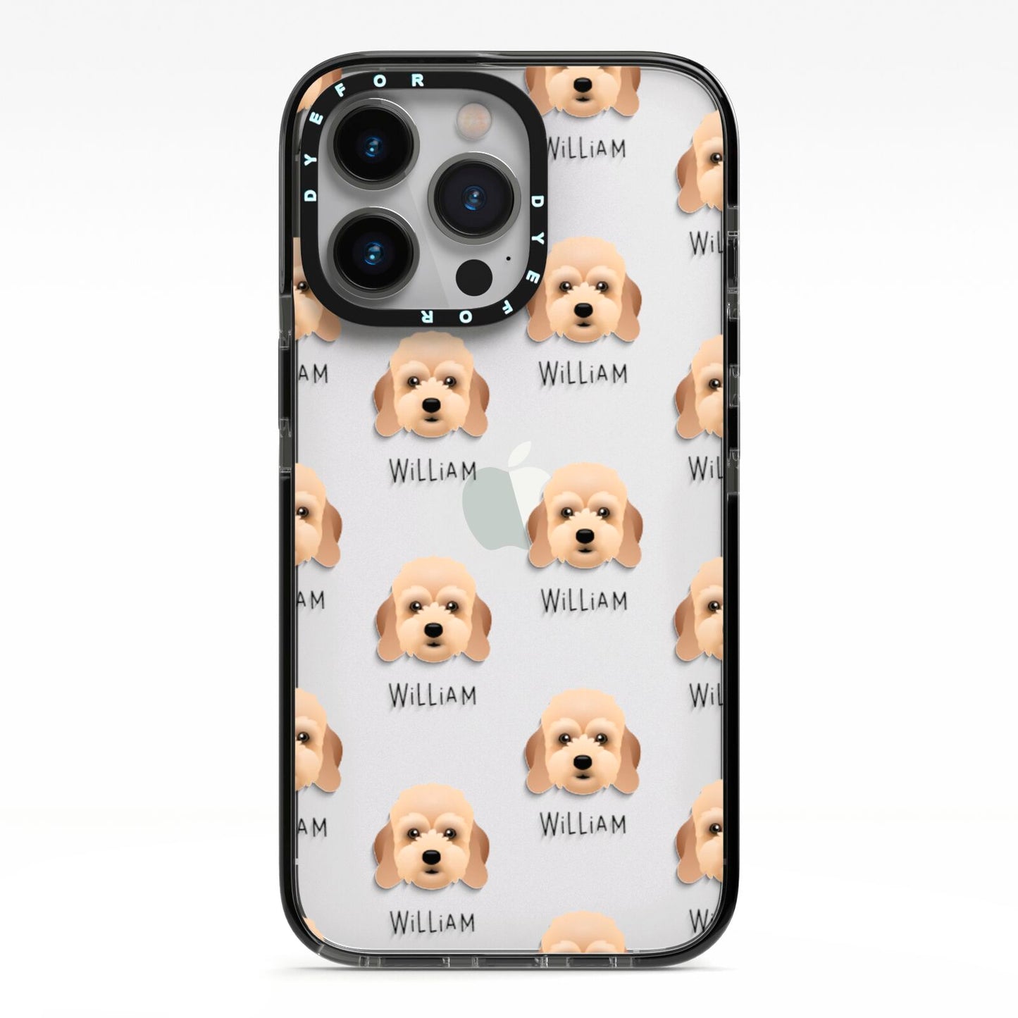 Lhasapoo Icon with Name iPhone 13 Pro Black Impact Case on Silver phone