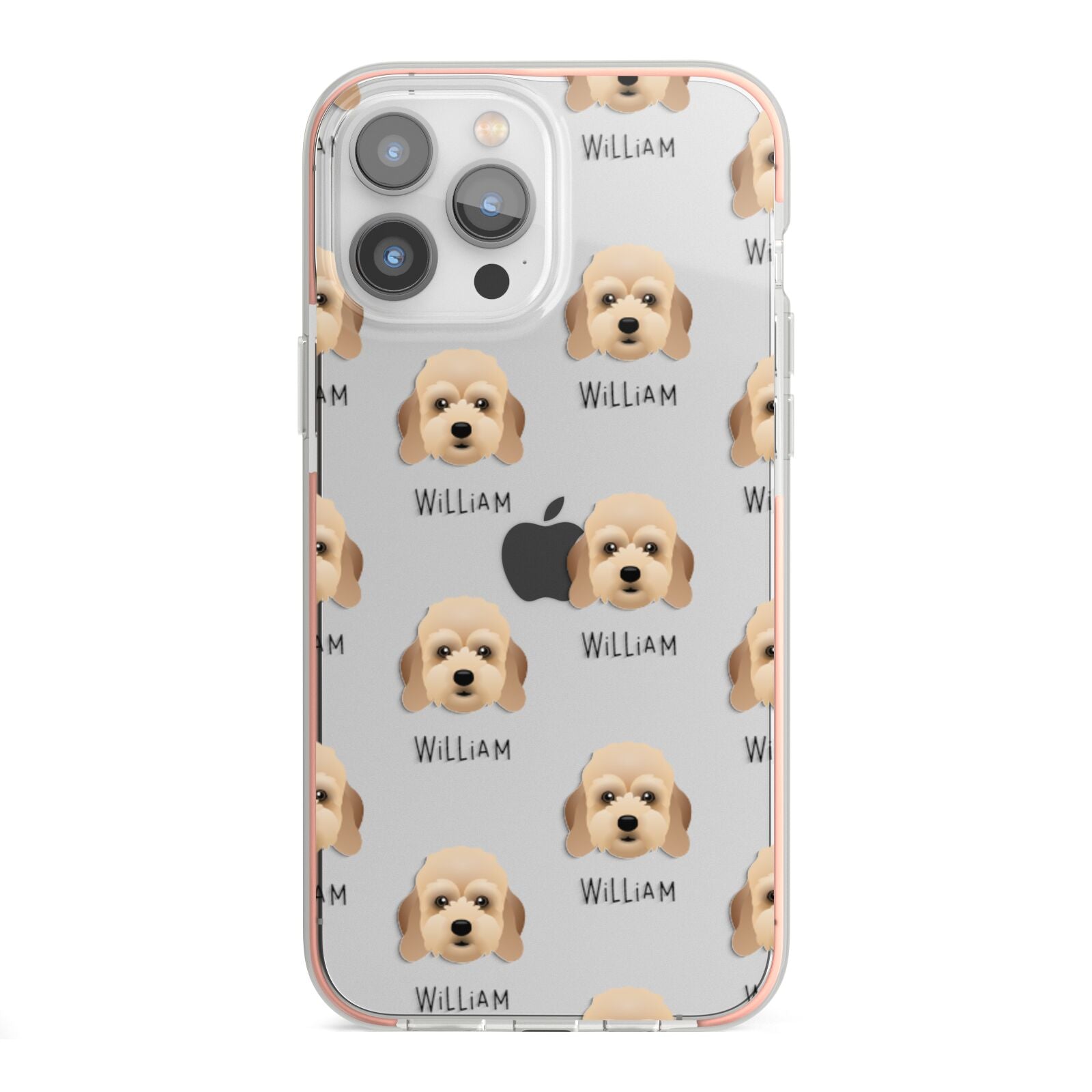 Lhasapoo Icon with Name iPhone 13 Pro Max TPU Impact Case with Pink Edges