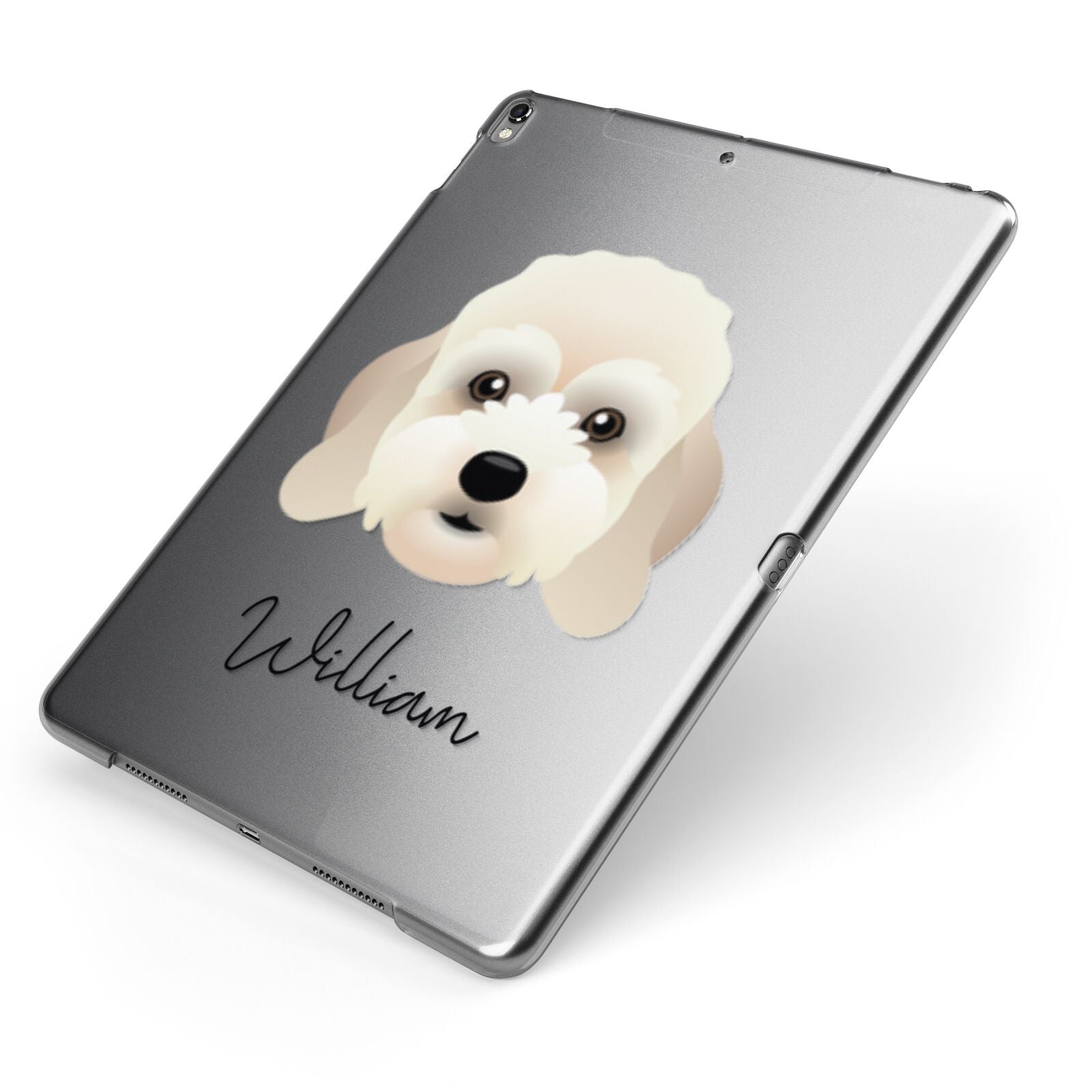 Lhasapoo Personalised Apple iPad Case on Grey iPad Side View