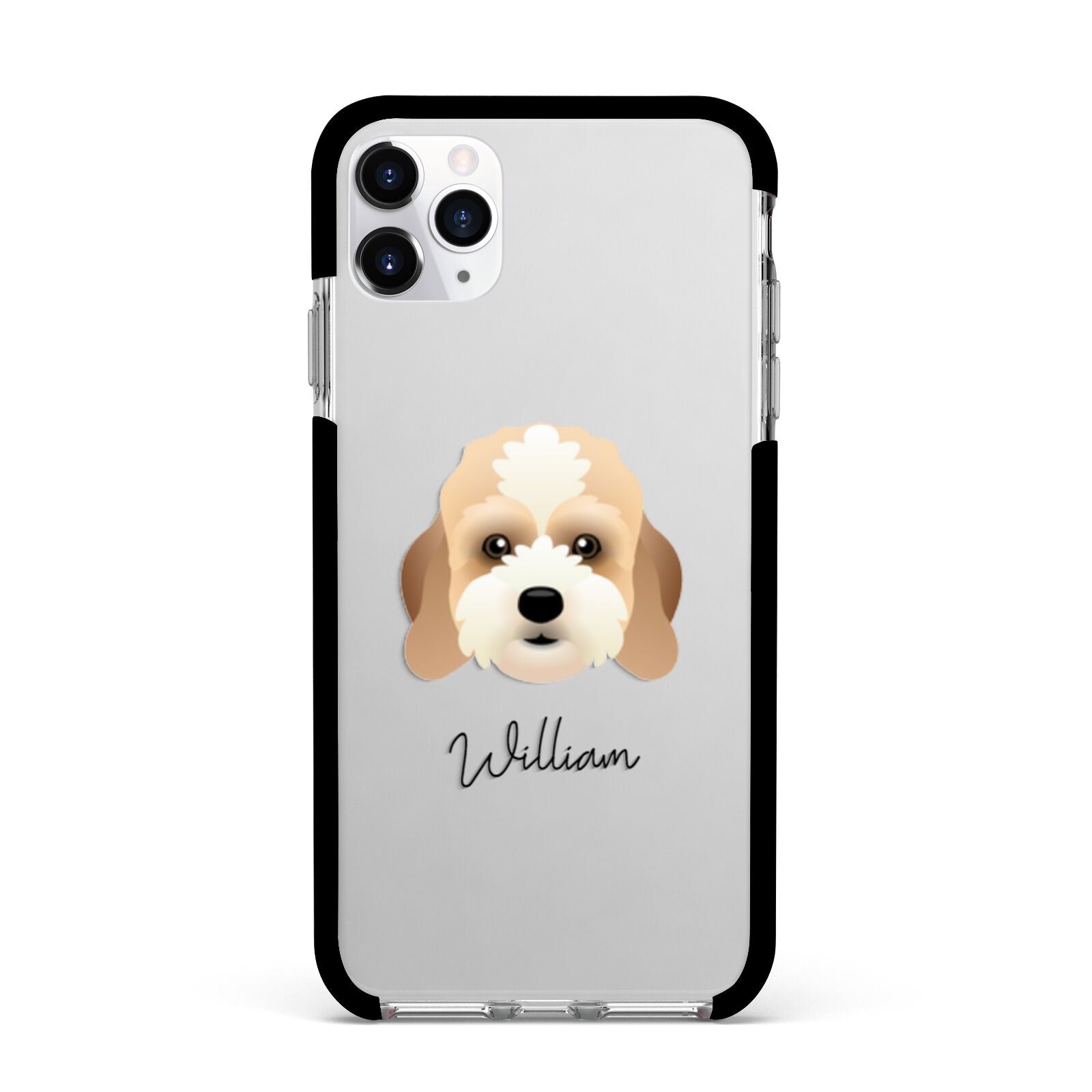 Lhasapoo Personalised Apple iPhone 11 Pro Max in Silver with Black Impact Case