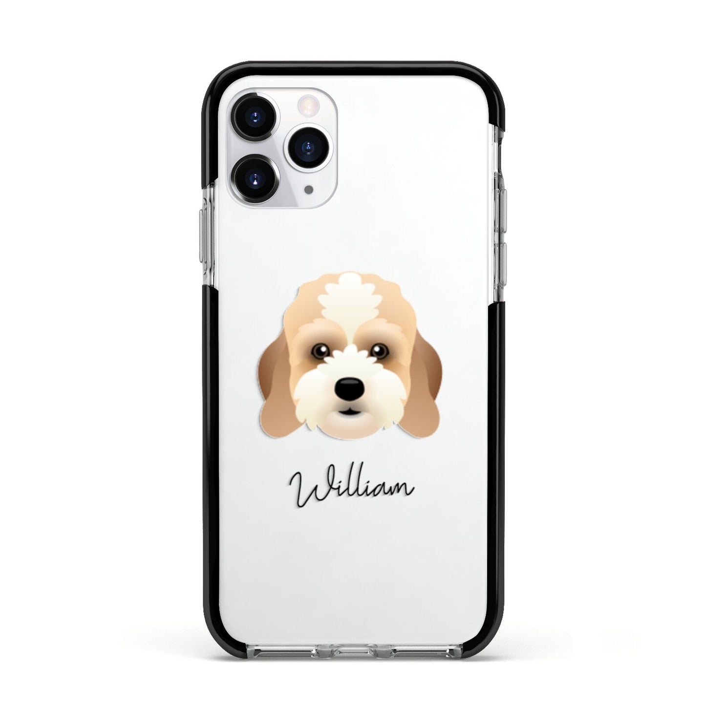 Lhasapoo Personalised Apple iPhone 11 Pro in Silver with Black Impact Case