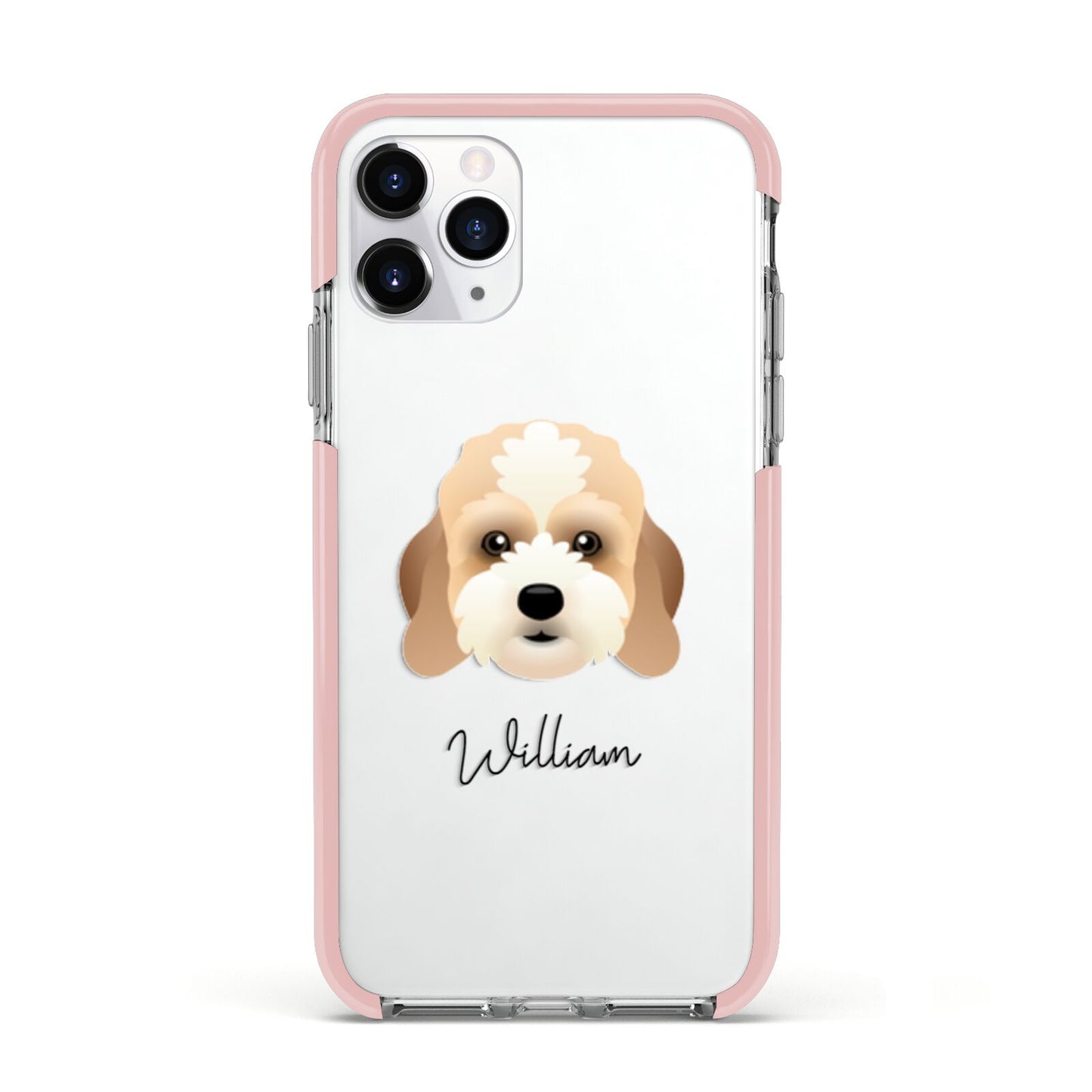Lhasapoo Personalised Apple iPhone 11 Pro in Silver with Pink Impact Case