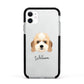Lhasapoo Personalised Apple iPhone 11 in White with Black Impact Case