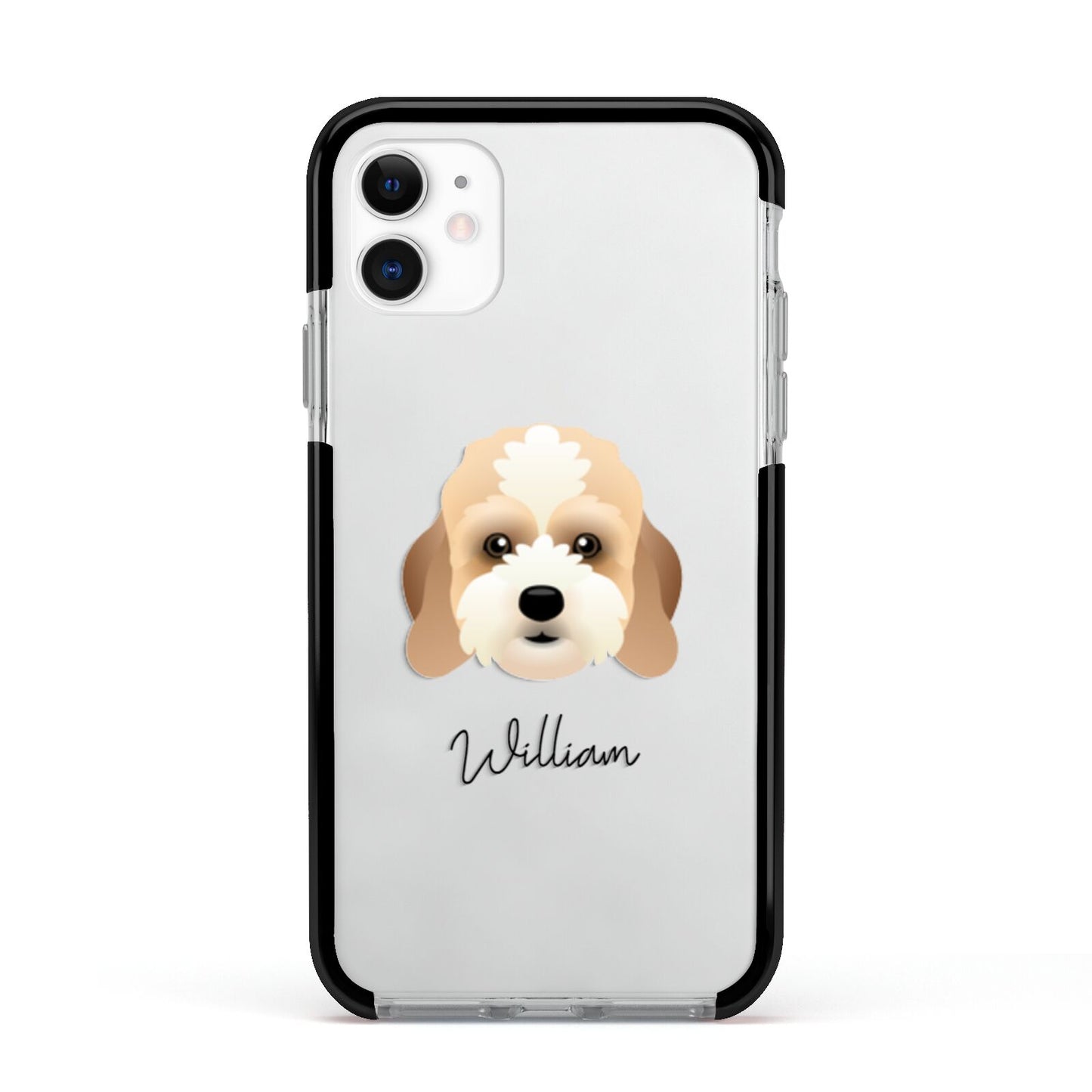 Lhasapoo Personalised Apple iPhone 11 in White with Black Impact Case