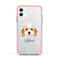 Lhasapoo Personalised Apple iPhone 11 in White with Pink Impact Case