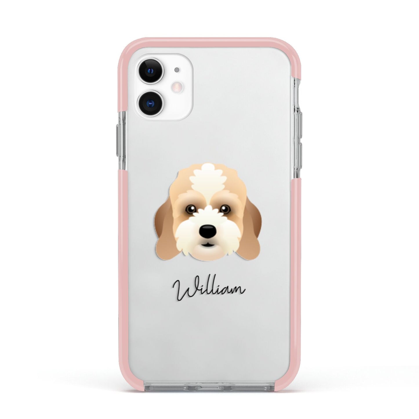 Lhasapoo Personalised Apple iPhone 11 in White with Pink Impact Case