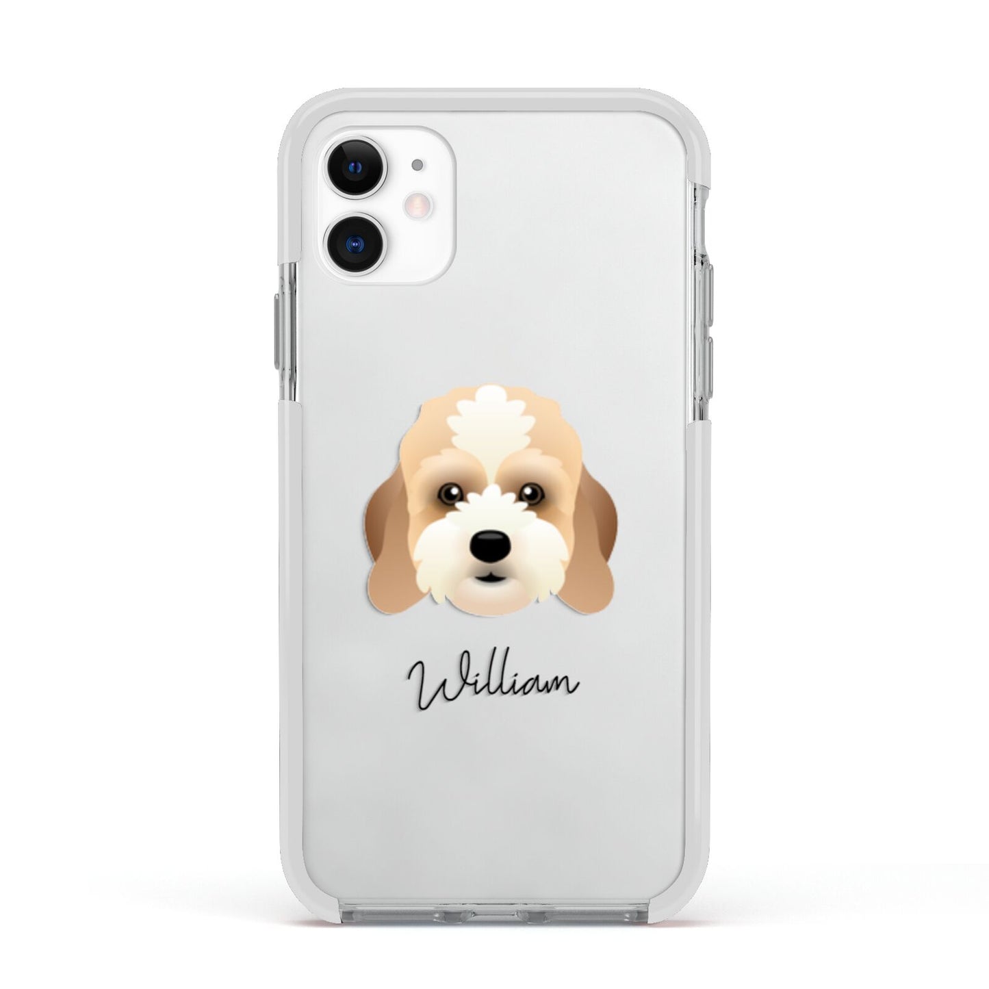 Lhasapoo Personalised Apple iPhone 11 in White with White Impact Case