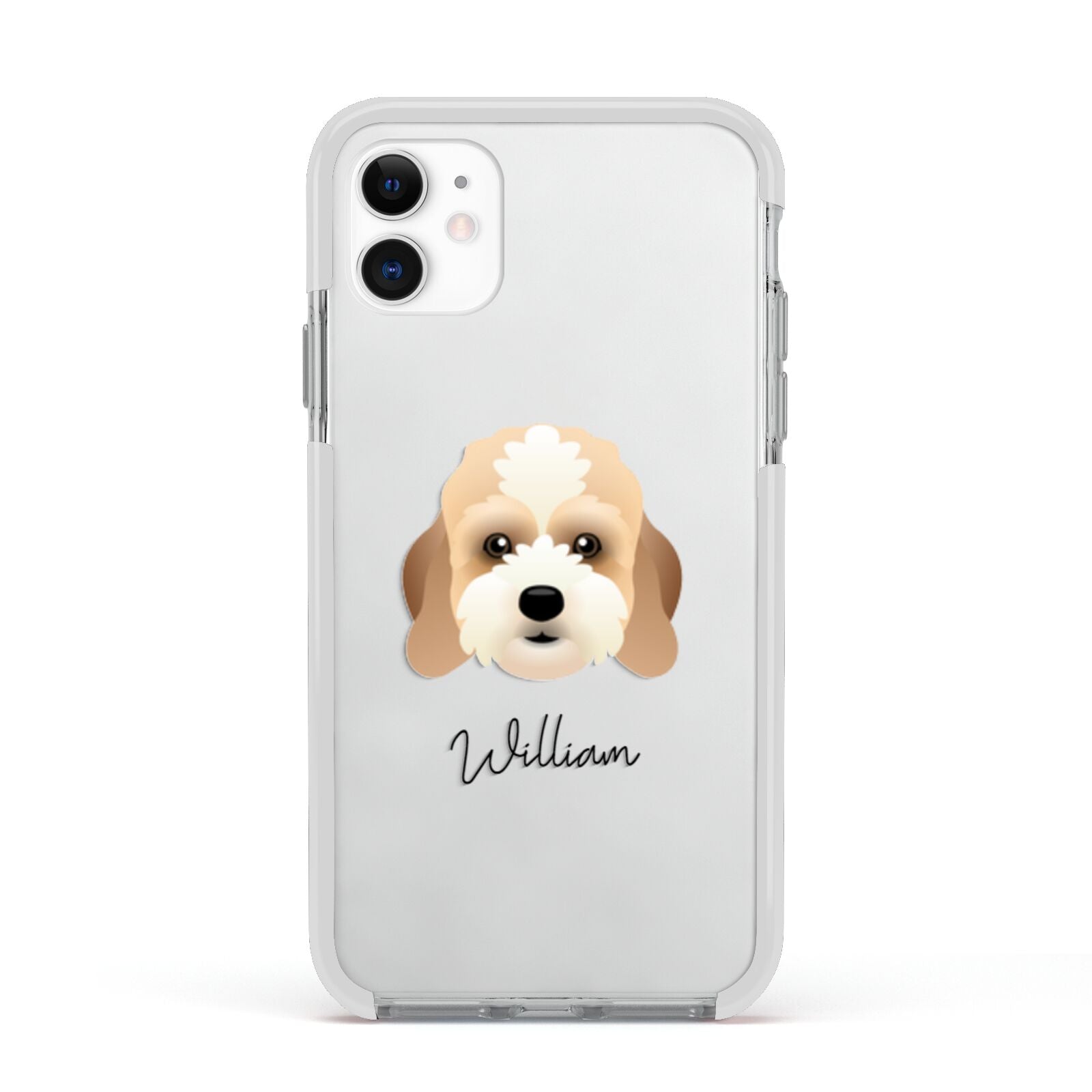 Lhasapoo Personalised Apple iPhone 11 in White with White Impact Case
