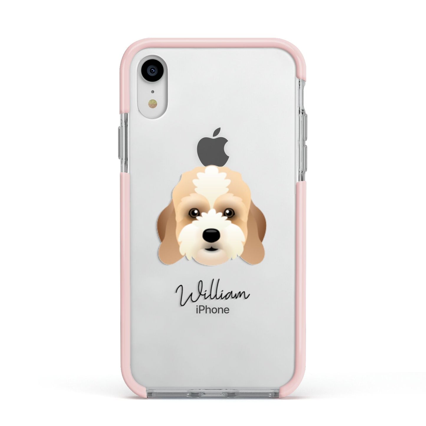 Lhasapoo Personalised Apple iPhone XR Impact Case Pink Edge on Silver Phone