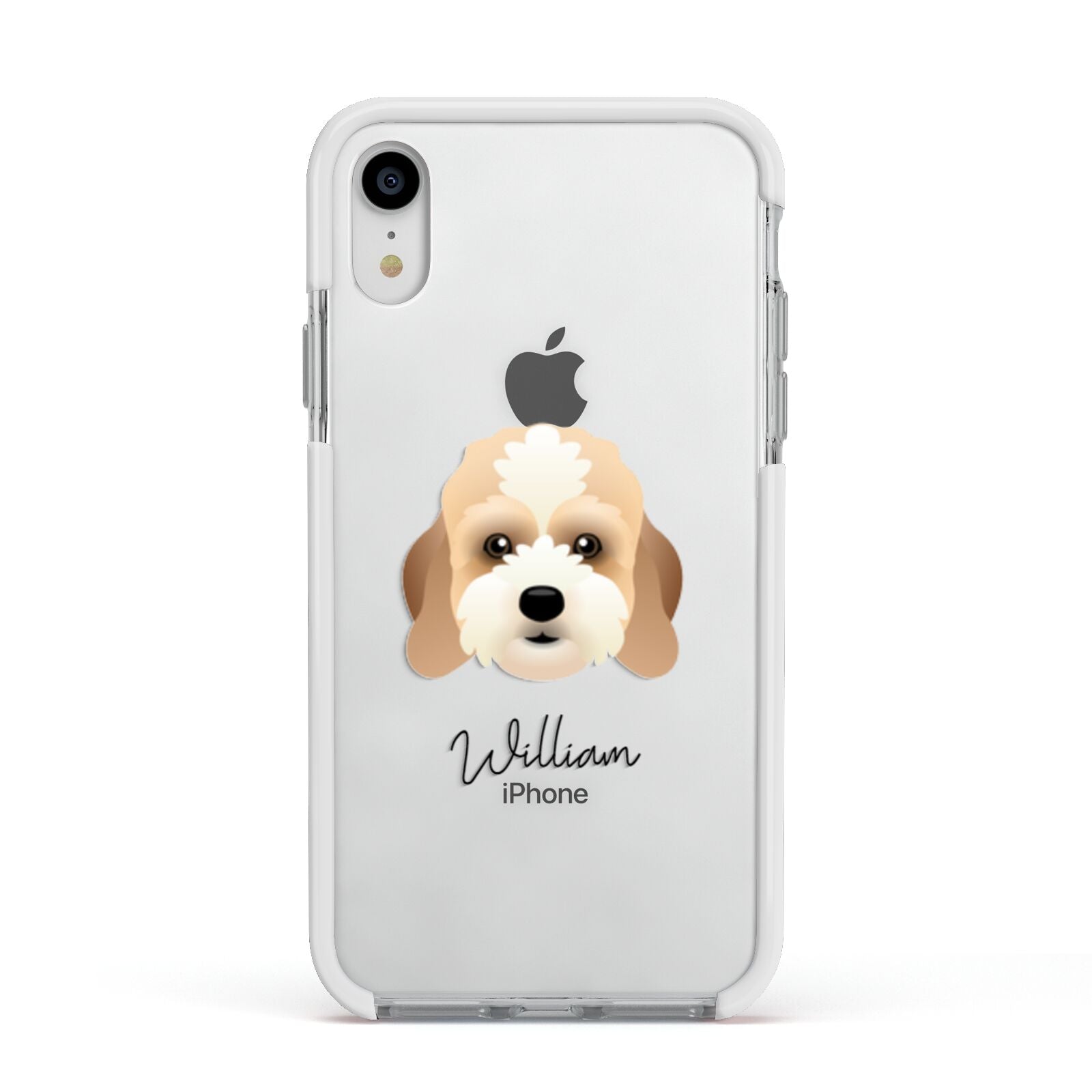 Lhasapoo Personalised Apple iPhone XR Impact Case White Edge on Silver Phone