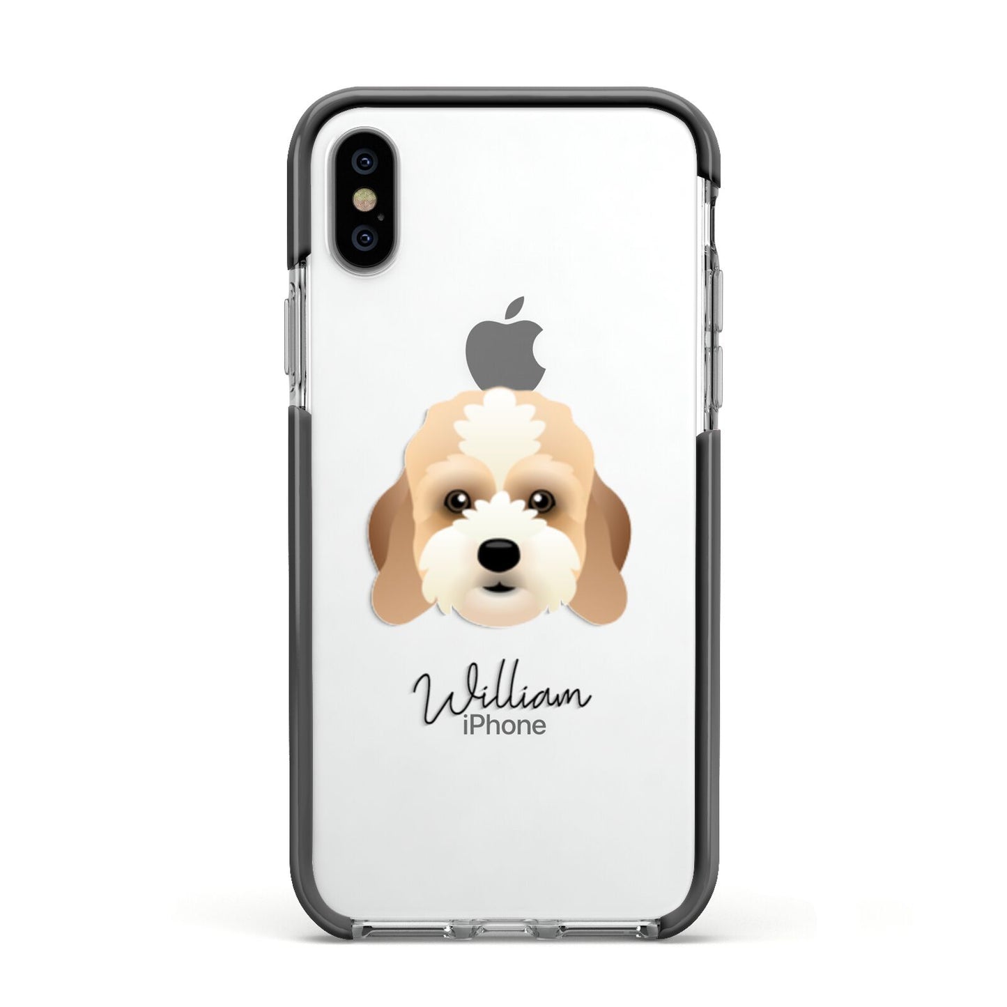 Lhasapoo Personalised Apple iPhone Xs Impact Case Black Edge on Silver Phone
