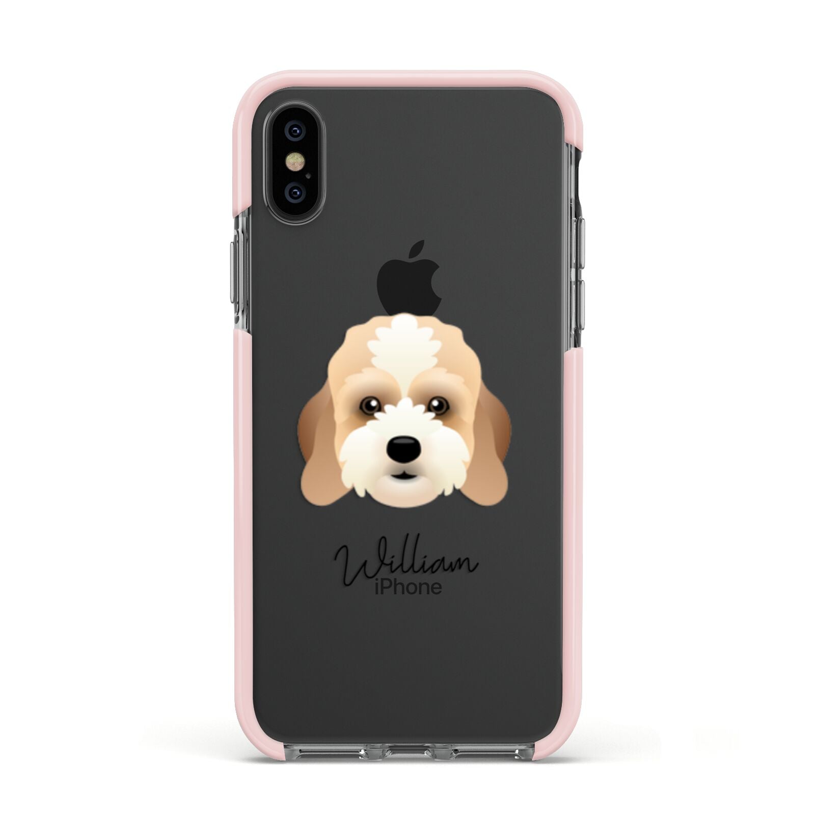 Lhasapoo Personalised Apple iPhone Xs Impact Case Pink Edge on Black Phone