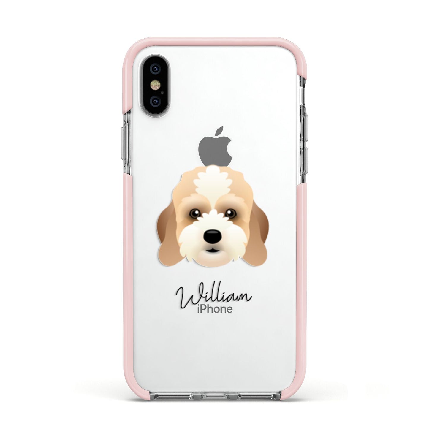 Lhasapoo Personalised Apple iPhone Xs Impact Case Pink Edge on Silver Phone