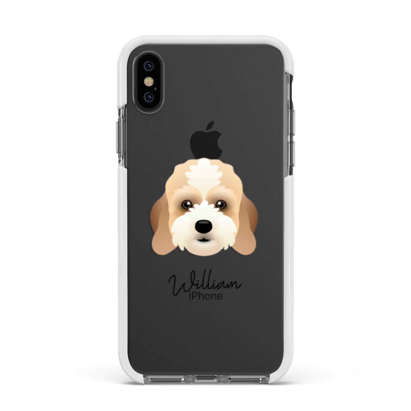 Lhasapoo Personalised Apple iPhone Xs Impact Case White Edge on Black Phone