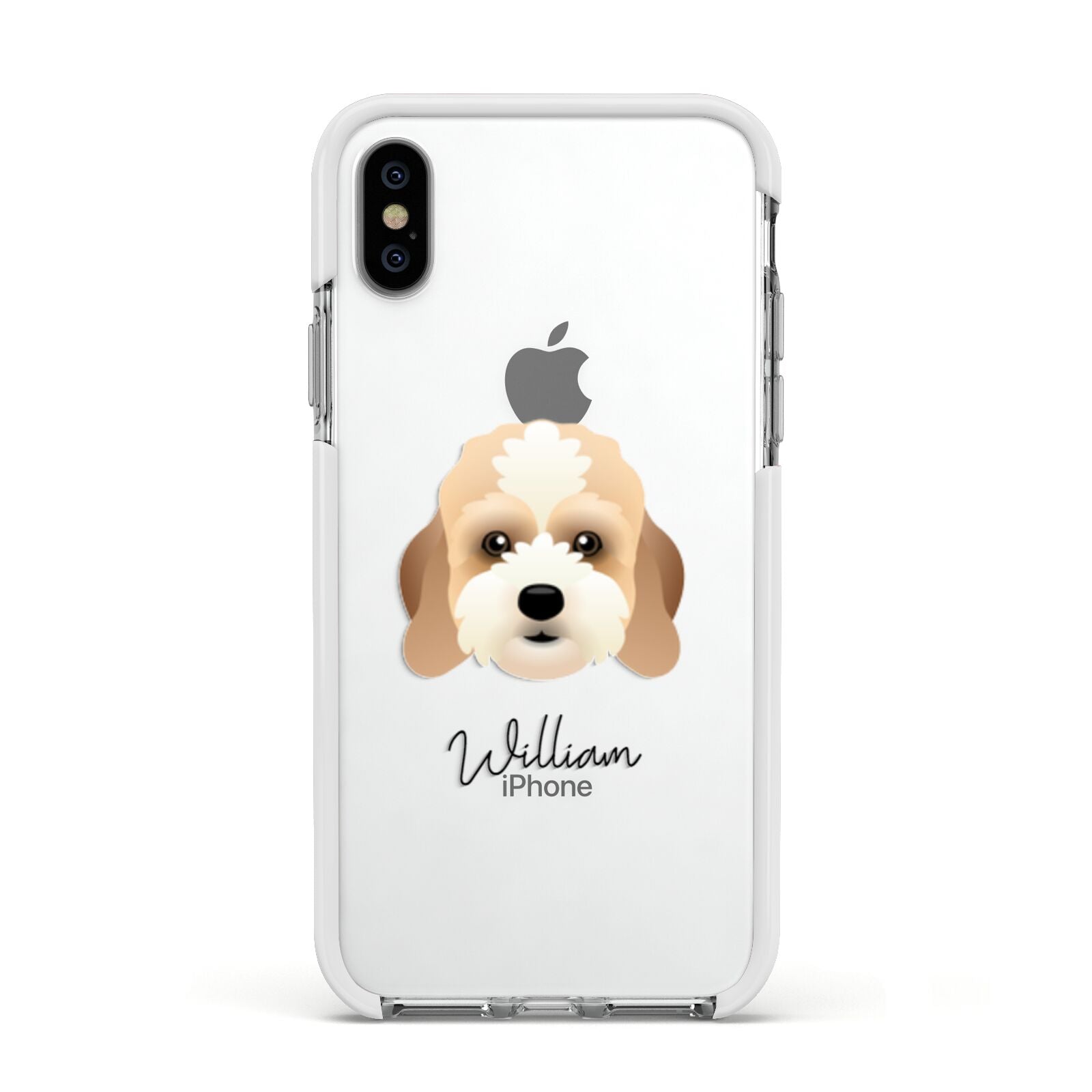 Lhasapoo Personalised Apple iPhone Xs Impact Case White Edge on Silver Phone