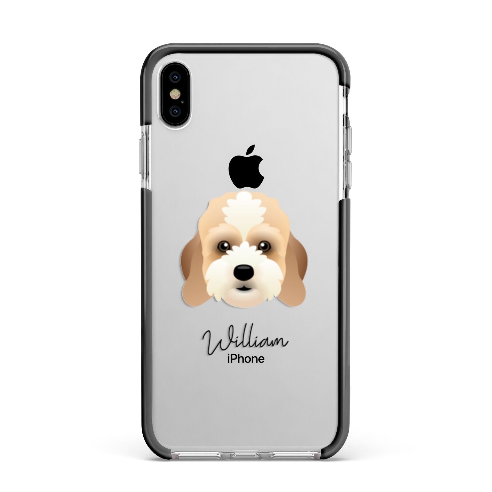 Lhasapoo Personalised Apple iPhone Xs Max Impact Case Black Edge on Silver Phone