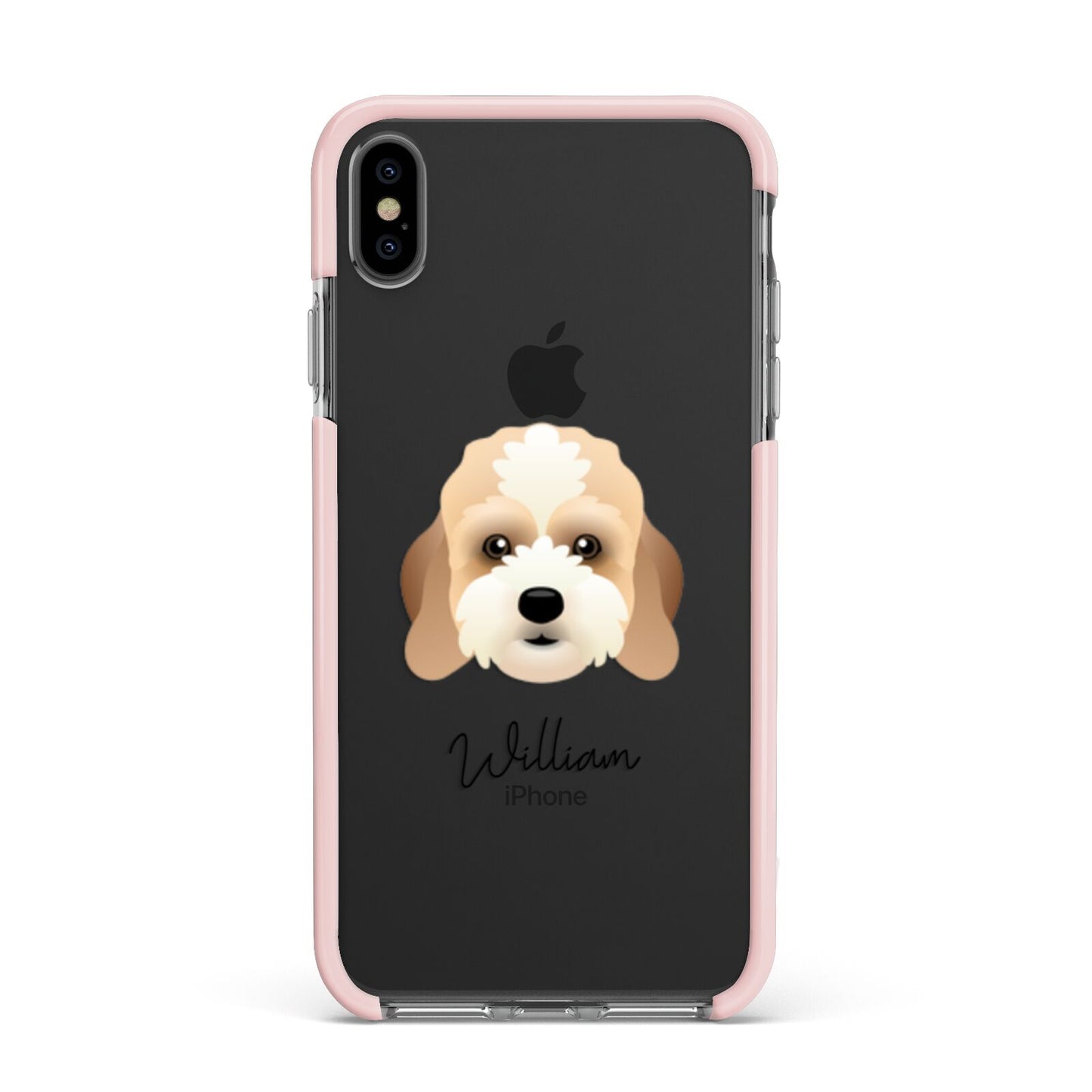 Lhasapoo Personalised Apple iPhone Xs Max Impact Case Pink Edge on Black Phone