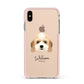 Lhasapoo Personalised Apple iPhone Xs Max Impact Case Pink Edge on Gold Phone