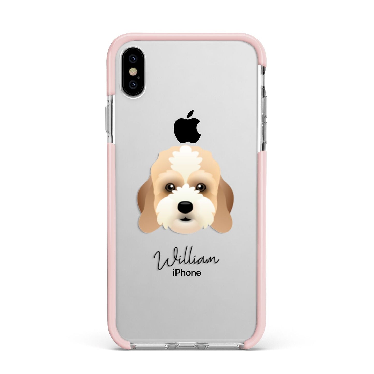 Lhasapoo Personalised Apple iPhone Xs Max Impact Case Pink Edge on Silver Phone
