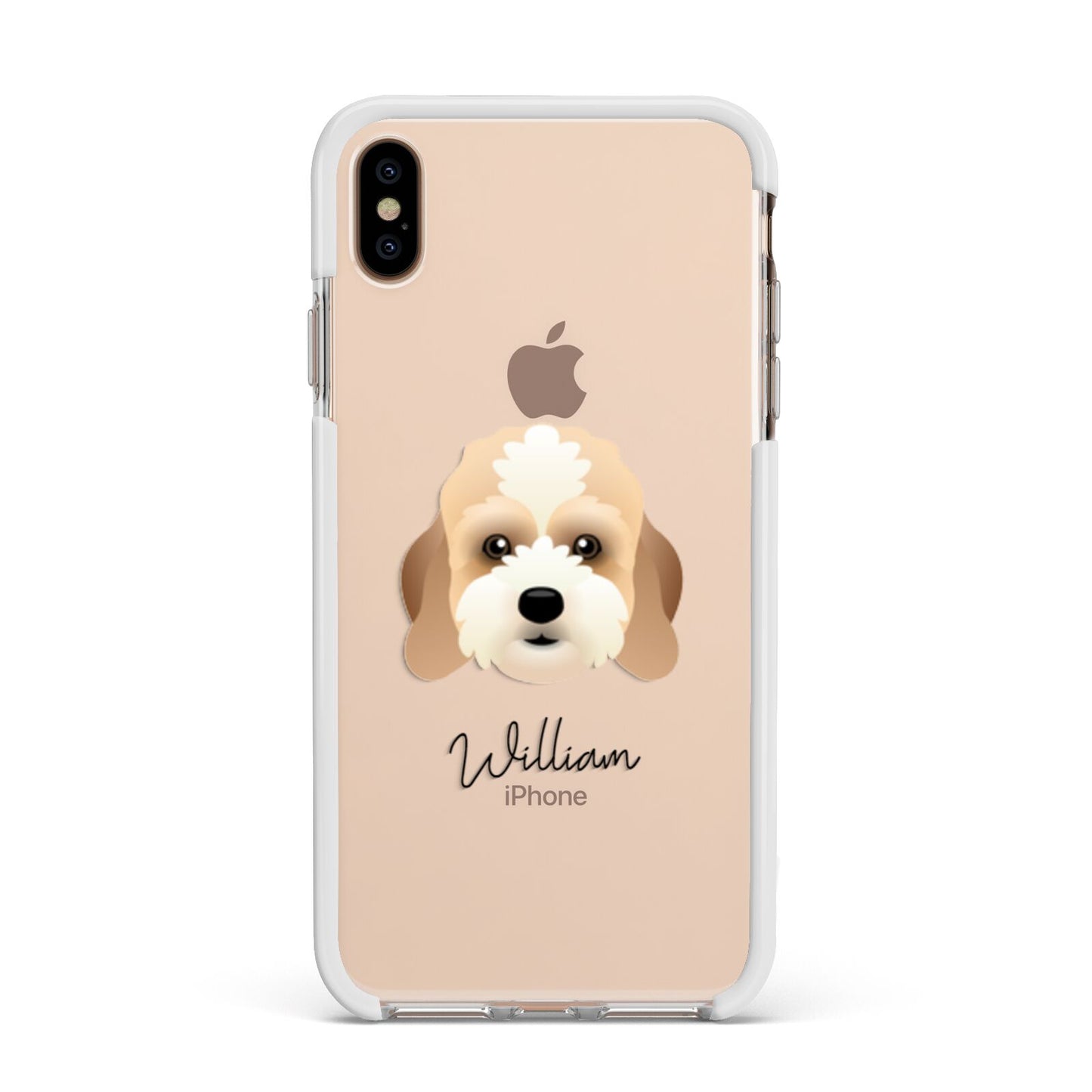 Lhasapoo Personalised Apple iPhone Xs Max Impact Case White Edge on Gold Phone