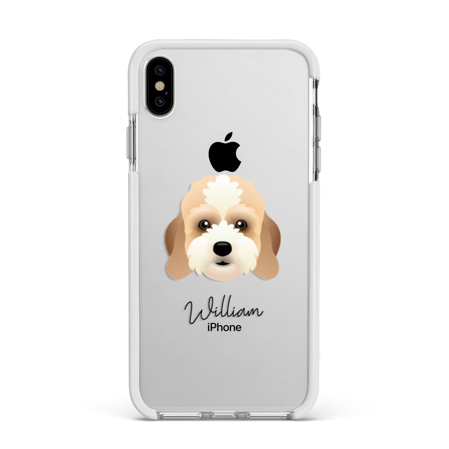 Lhasapoo Personalised Apple iPhone Xs Max Impact Case White Edge on Silver Phone