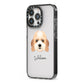 Lhasapoo Personalised iPhone 13 Pro Black Impact Case Side Angle on Silver phone