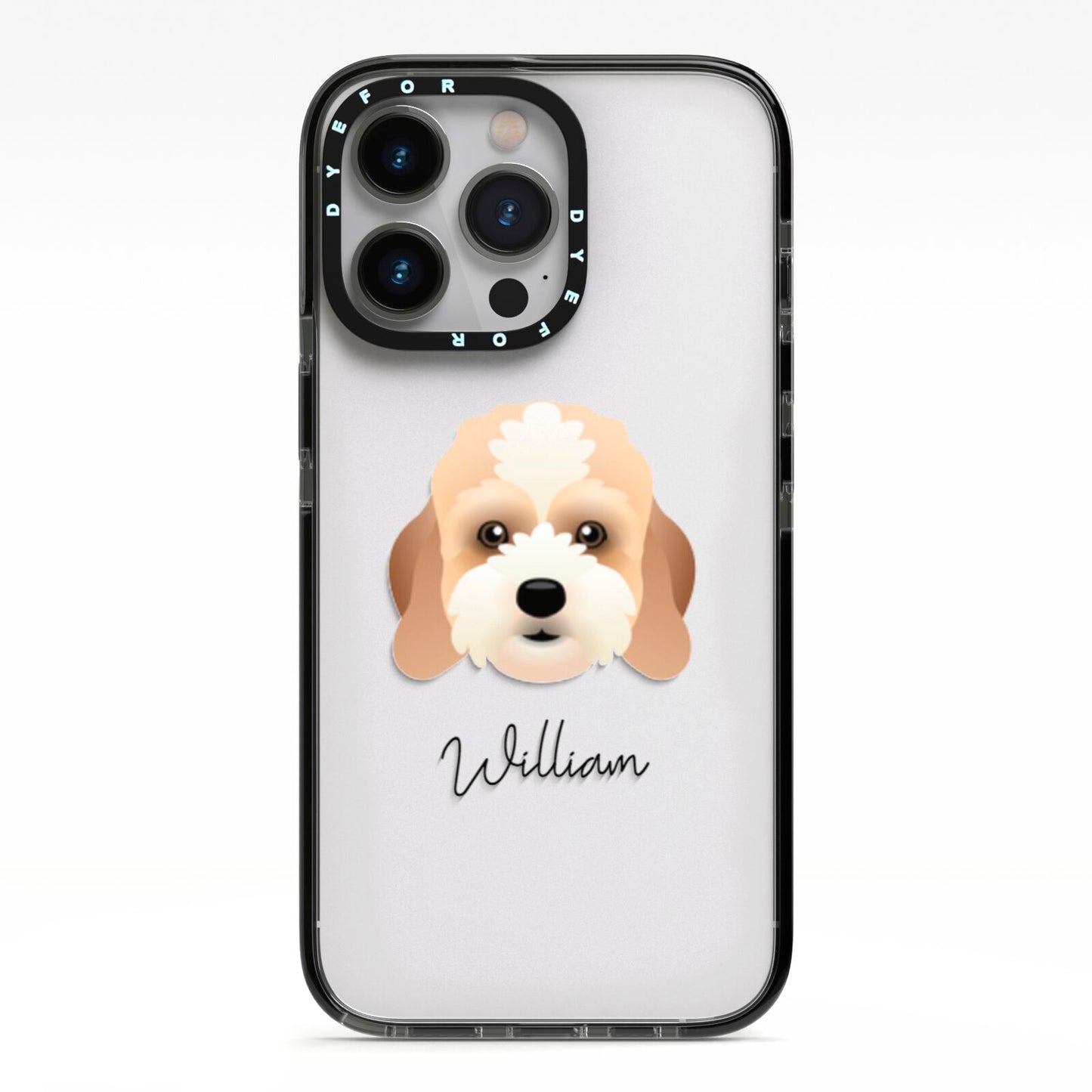 Lhasapoo Personalised iPhone 13 Pro Black Impact Case on Silver phone
