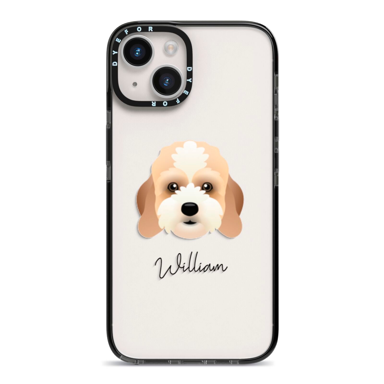 Lhasapoo Personalised iPhone 14 Black Impact Case on Silver phone
