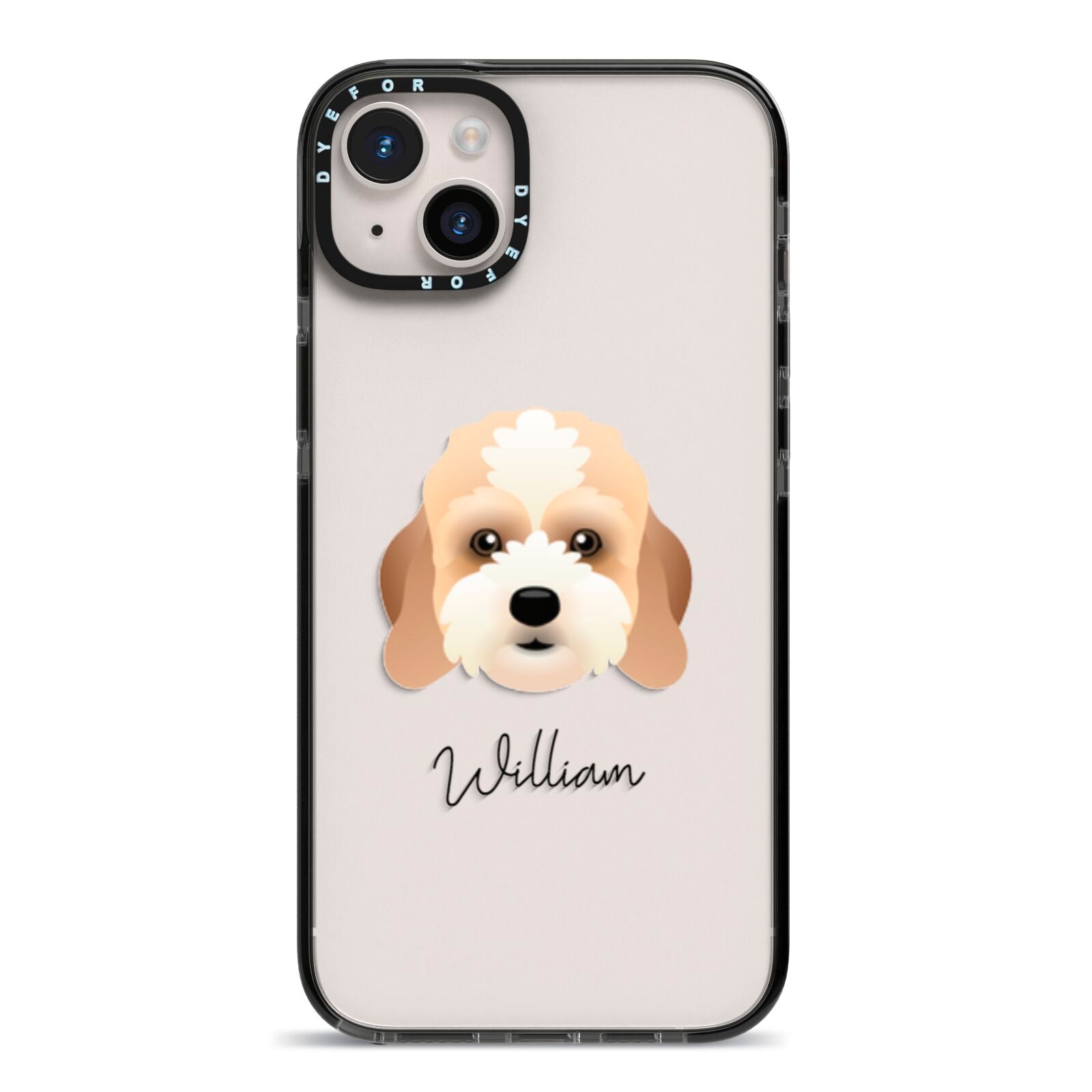 Lhasapoo Personalised iPhone 14 Plus Black Impact Case on Silver phone