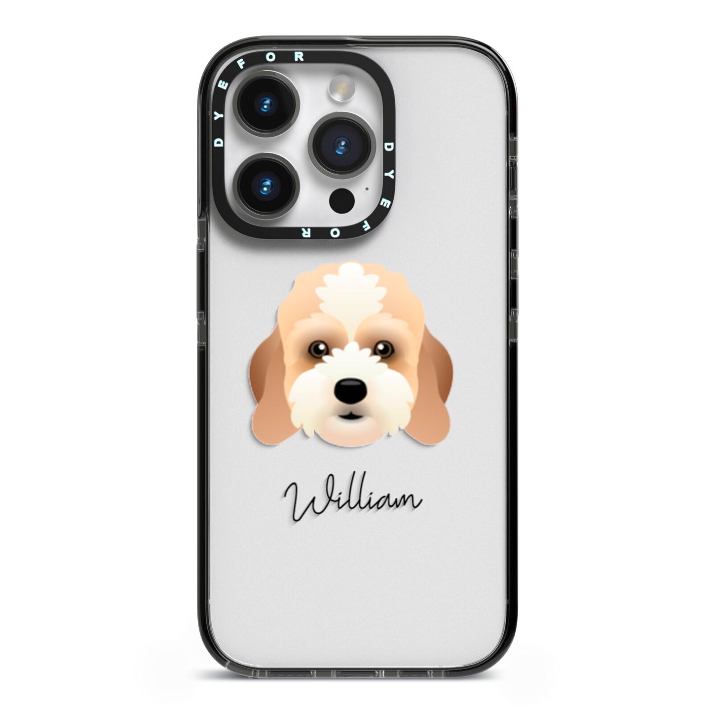 Lhasapoo Personalised iPhone 14 Pro Black Impact Case on Silver phone