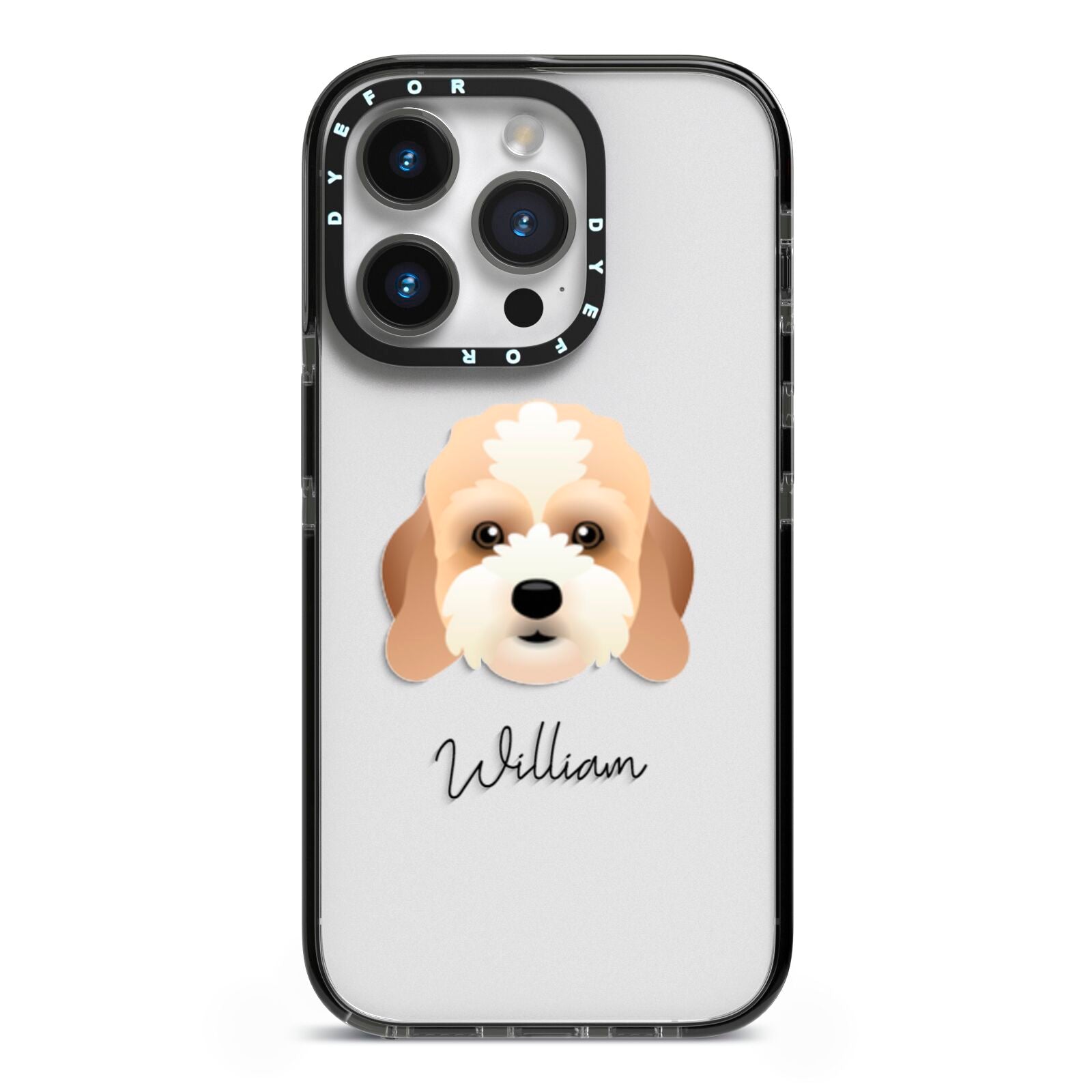 Lhasapoo Personalised iPhone 14 Pro Black Impact Case on Silver phone