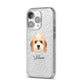 Lhasapoo Personalised iPhone 14 Pro Glitter Tough Case Silver Angled Image
