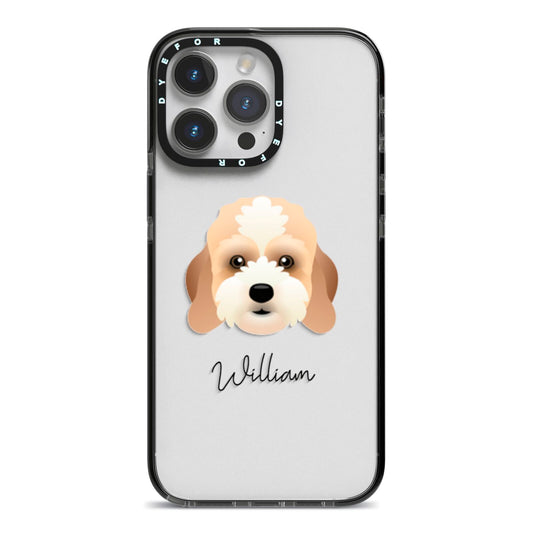 Lhasapoo Personalised iPhone 14 Pro Max Black Impact Case on Silver phone