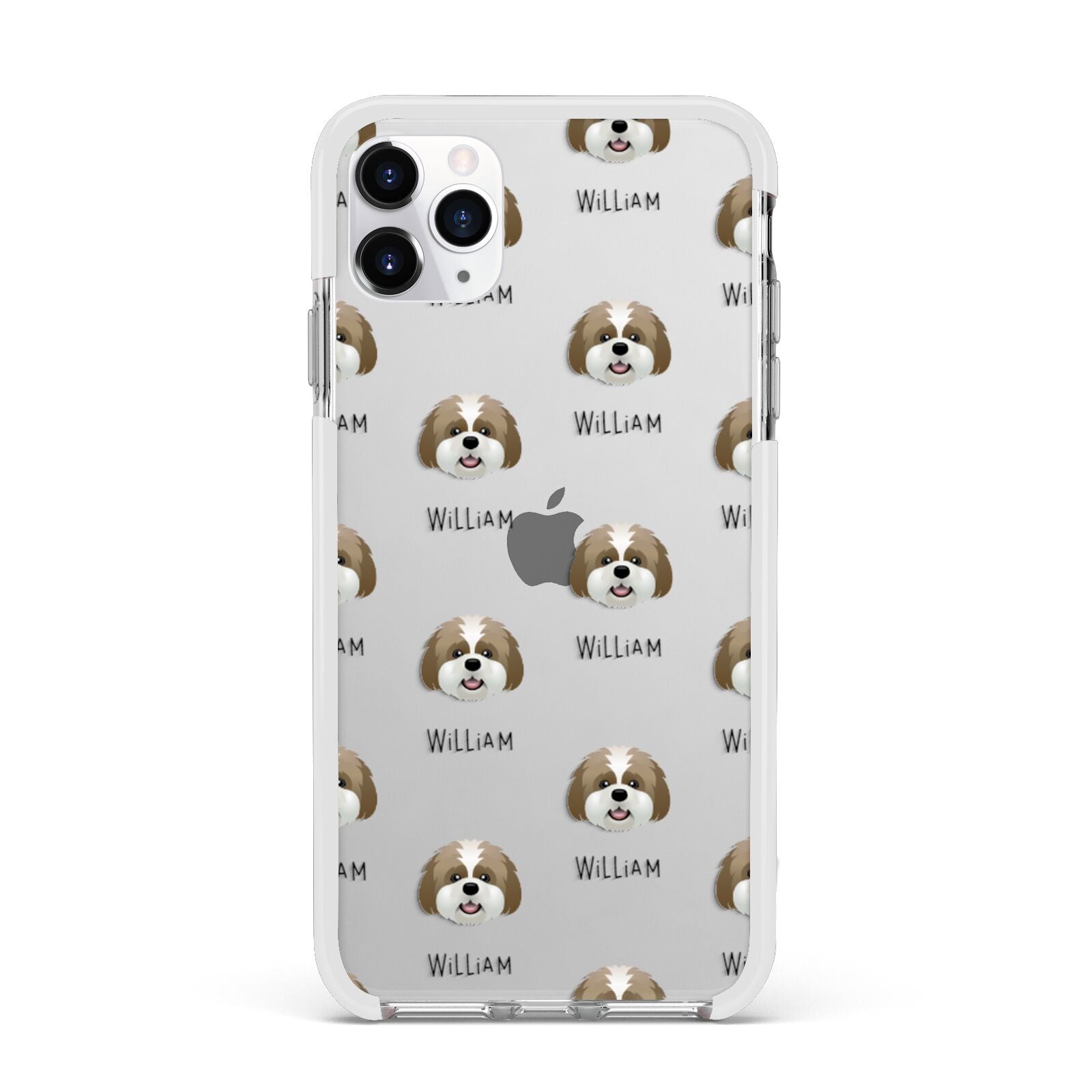 Lhatese Icon with Name Apple iPhone 11 Pro Max in Silver with White Impact Case