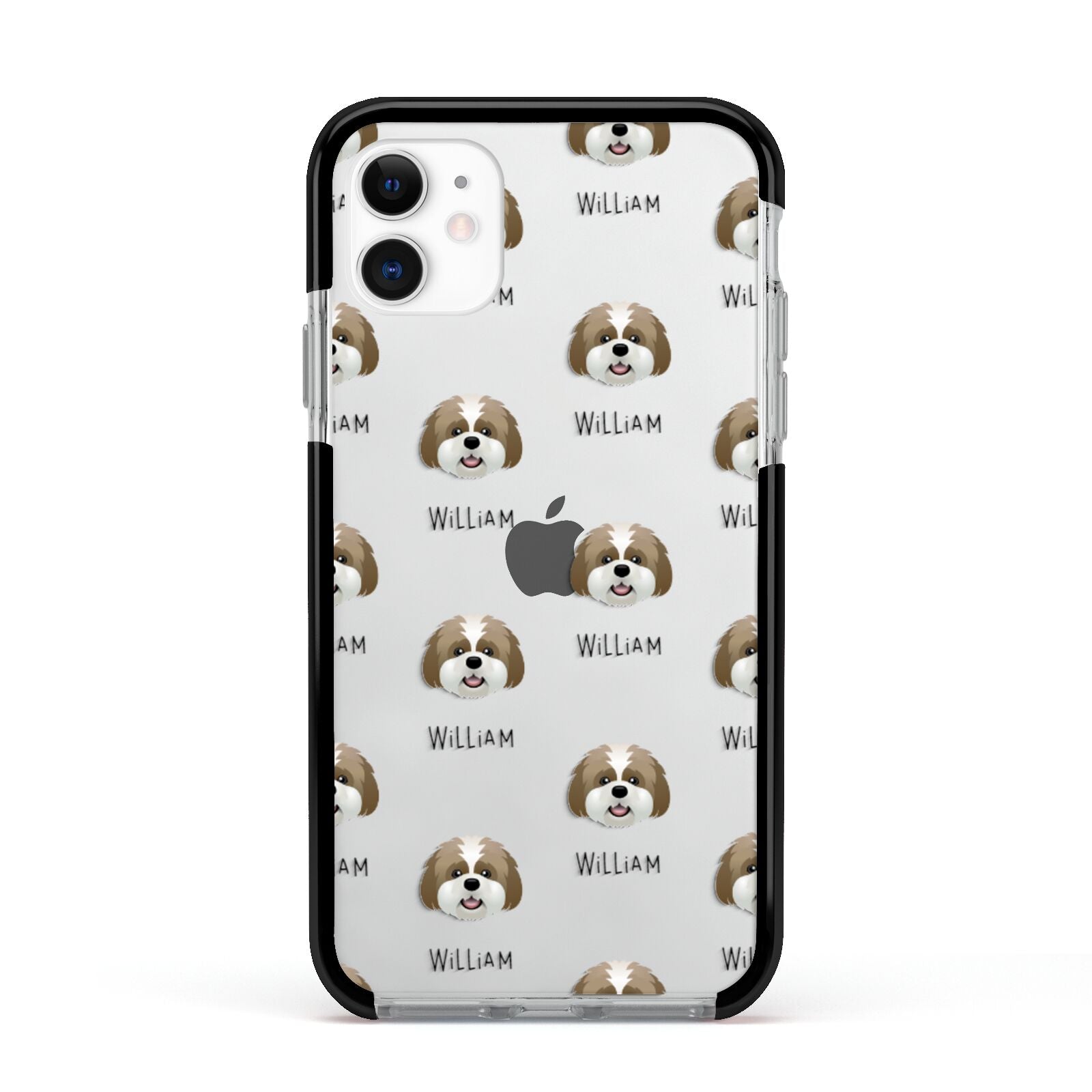 Lhatese Icon with Name Apple iPhone 11 in White with Black Impact Case