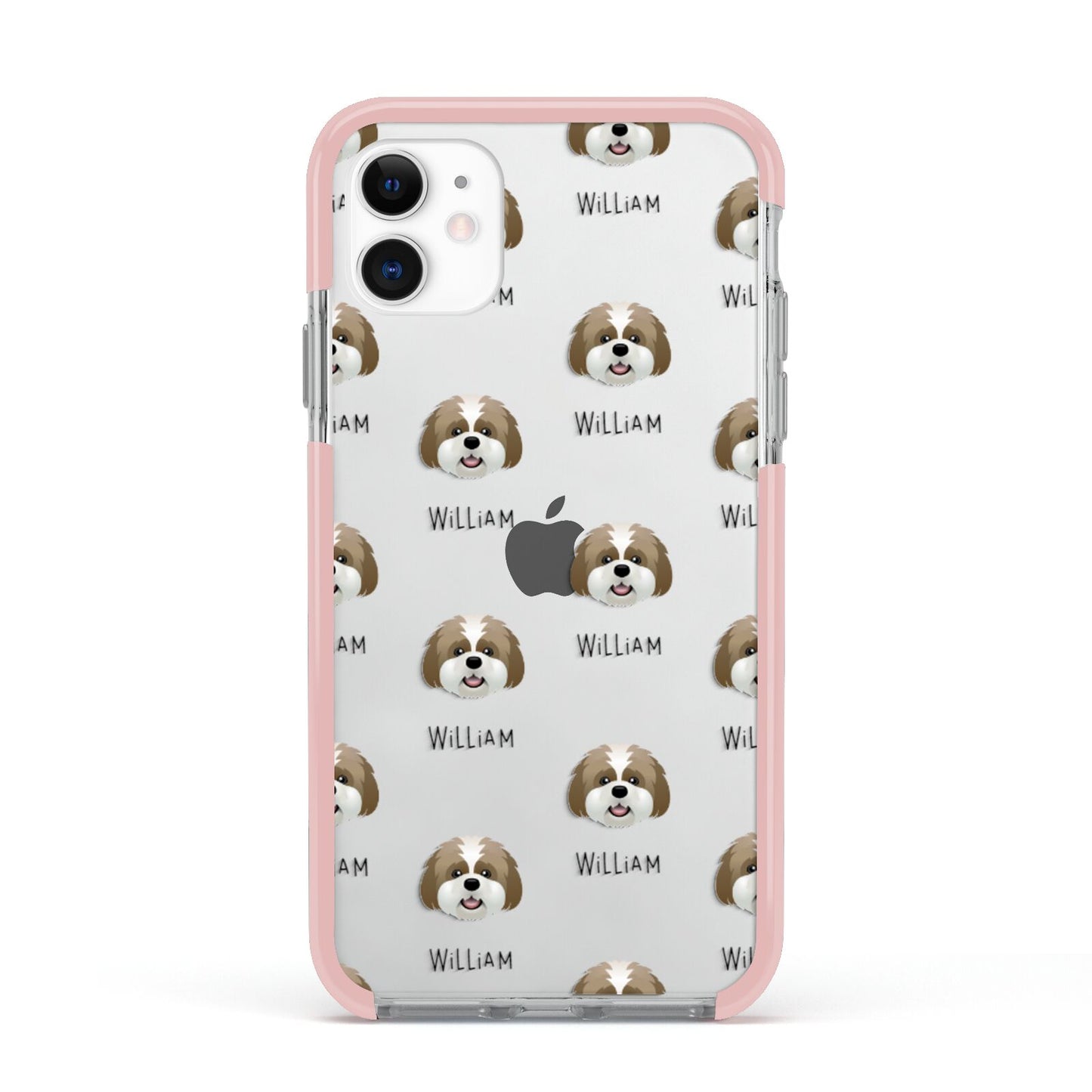 Lhatese Icon with Name Apple iPhone 11 in White with Pink Impact Case